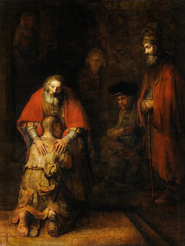 Foto Alter Mann Rembrandt Harmensz van Rijn, The Return of the Prodigal Son Gemälde 600x800 für Handy Malerei
