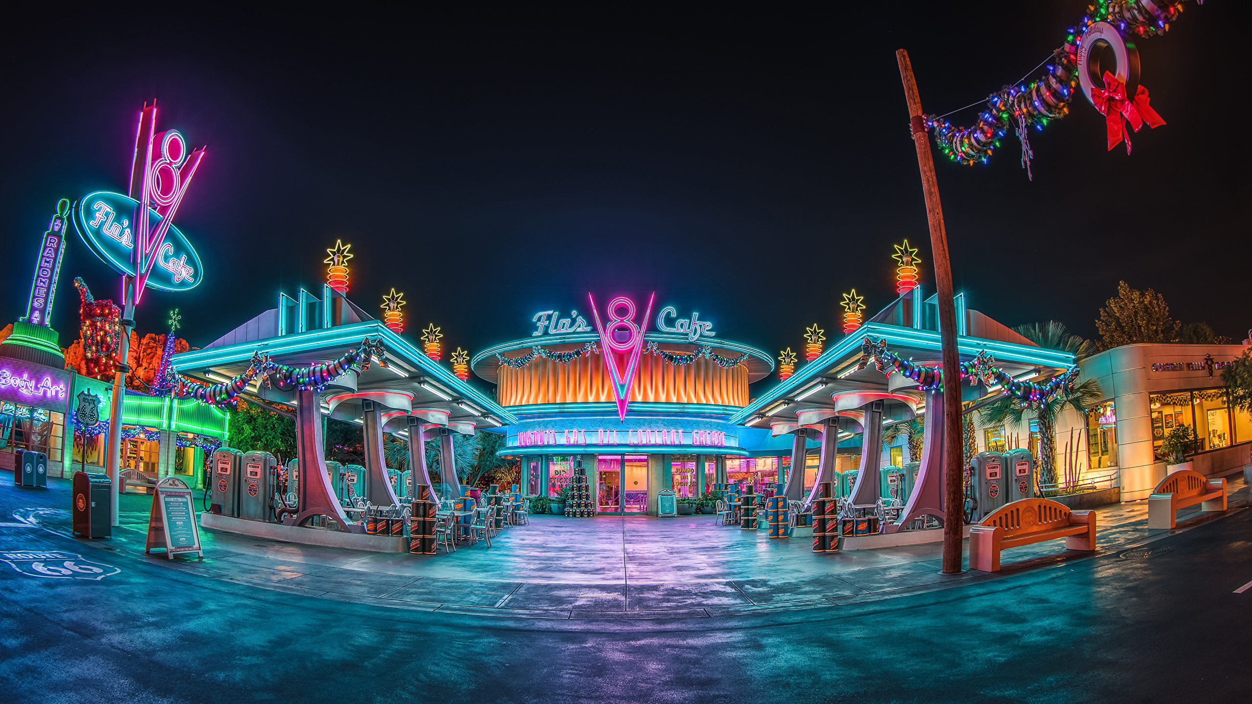Photos Anaheim California Disneyland USA HDRI Parks Night 2560x1440