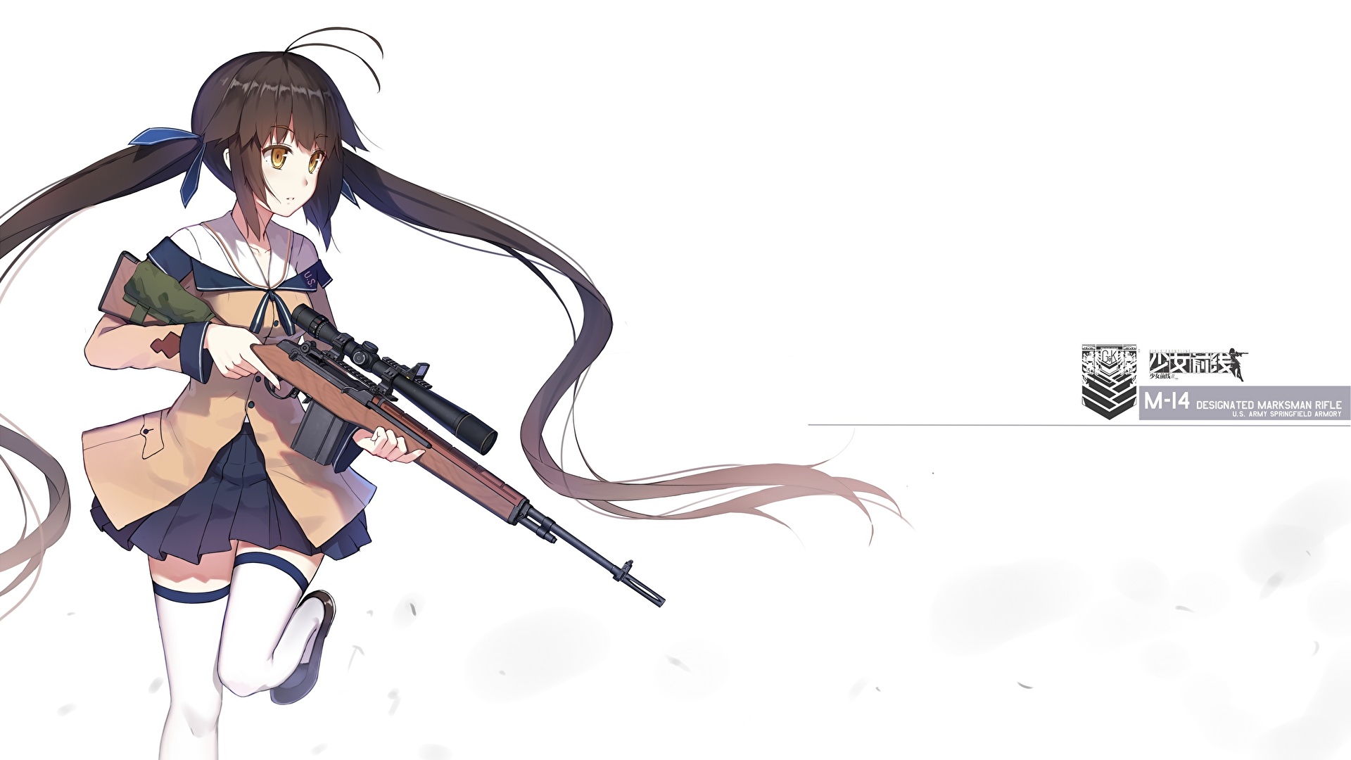 Pictures Sniper Rifle Rifles Schoolgirl Yuri Shoutu Anime 19x1080