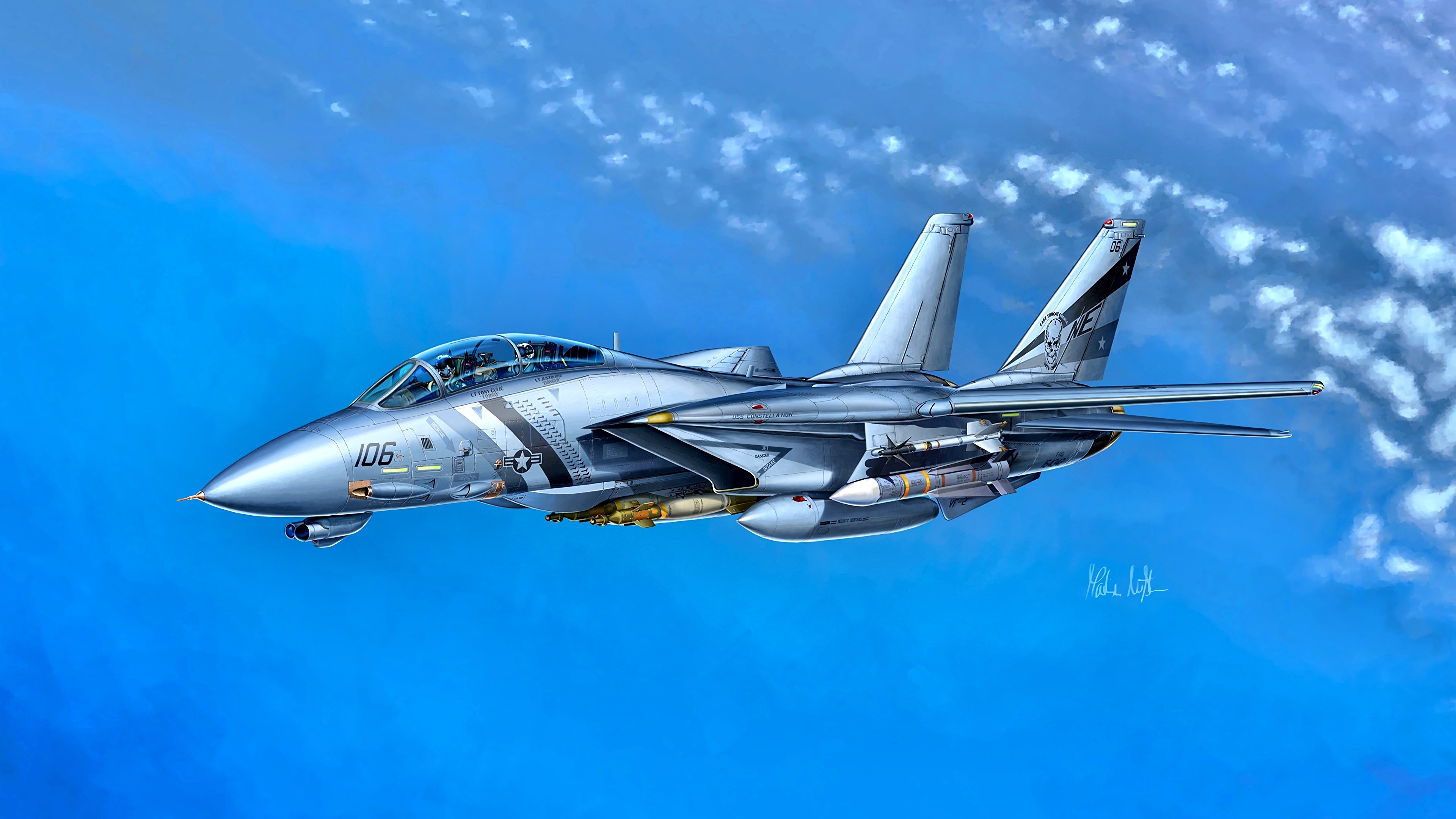 壁紙 3840x2160 描かれた壁紙 戦闘機 飛行機 Grumman F 14d Super Tomcat Vf 2 アメリカの 航空 ダウンロード 写真