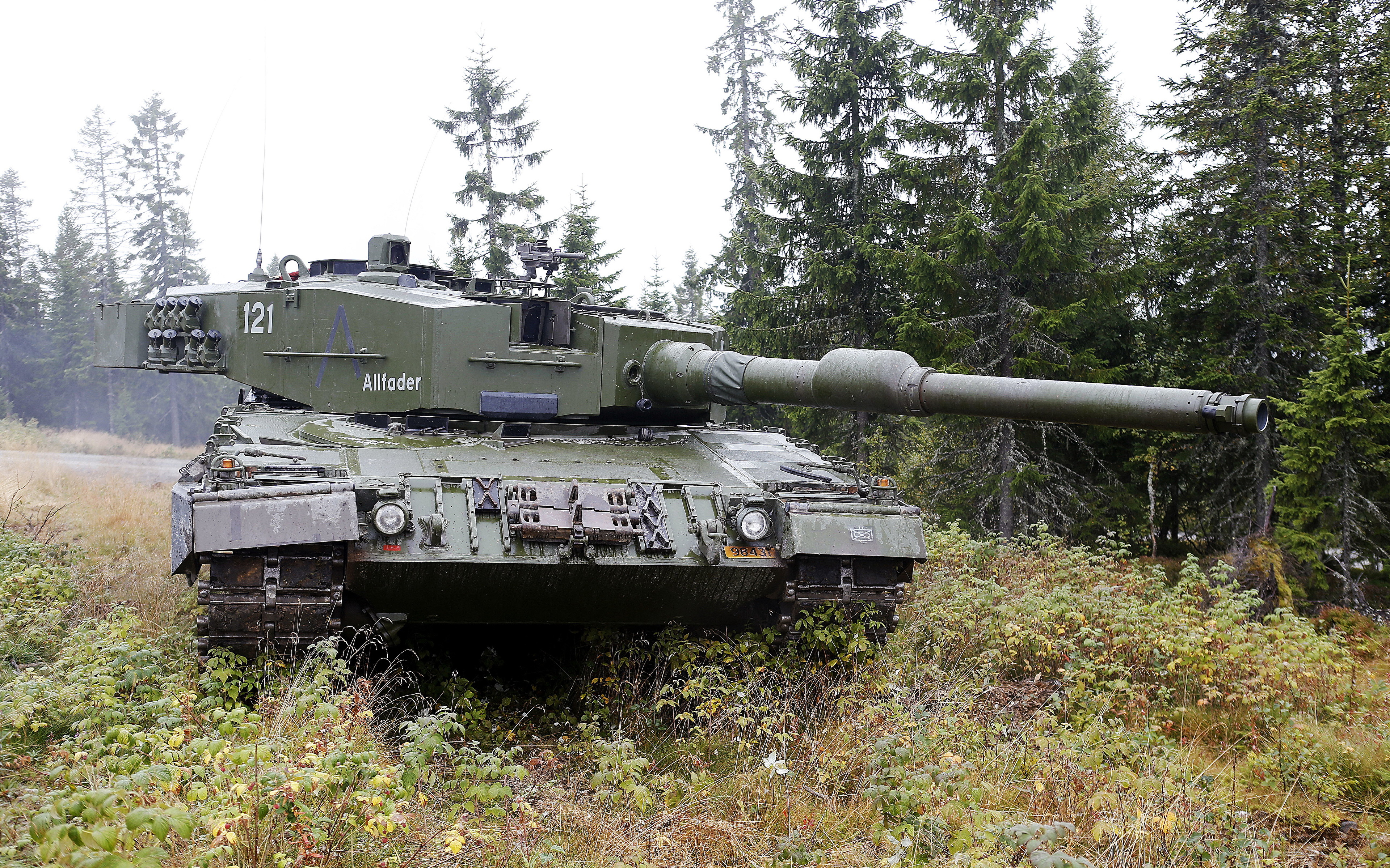 3840x2400、戦車、レオパルト2、Norwegian Leopard 2 A4、草、陸軍、