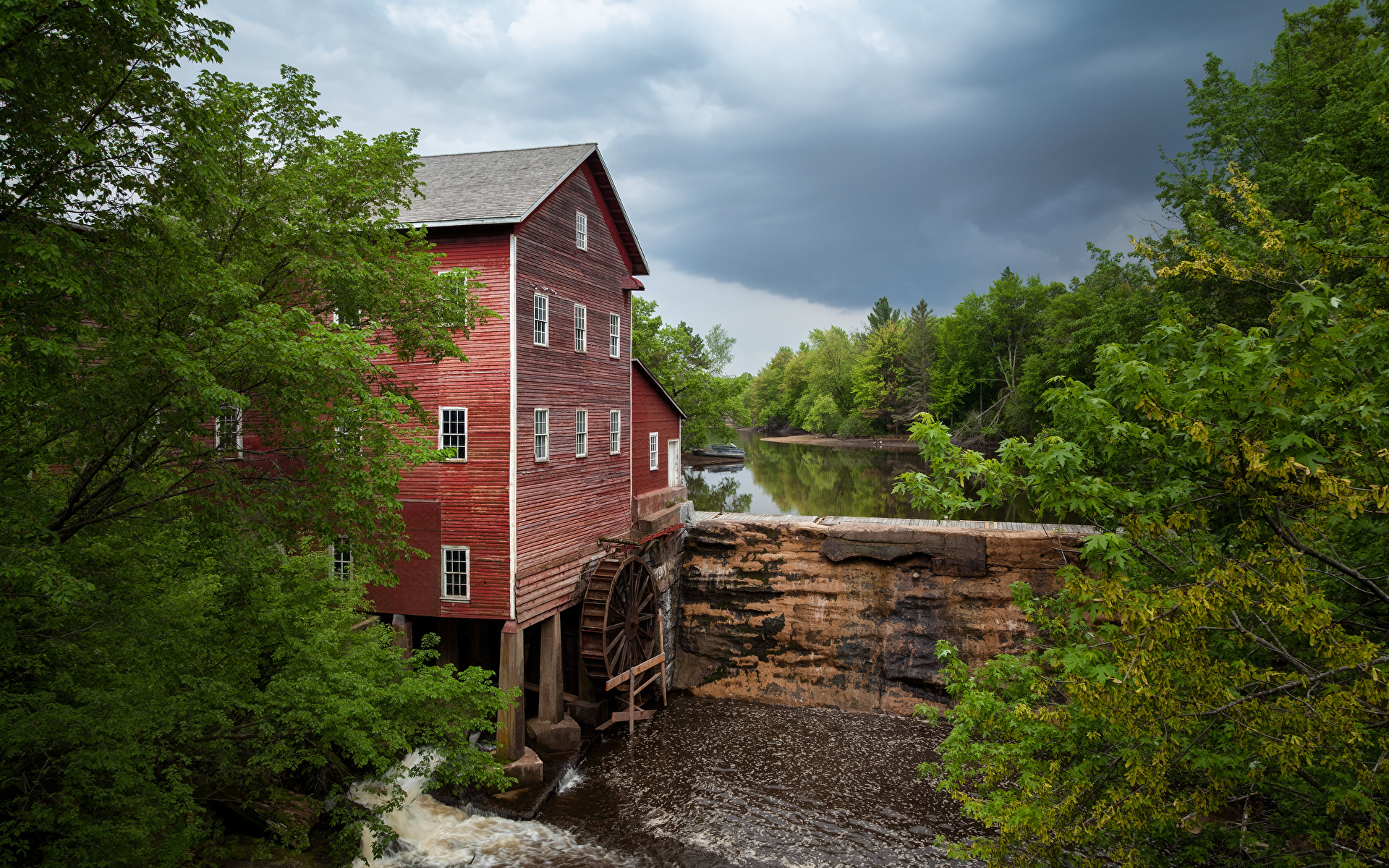 Фотографии США Водяная мельница Dells Mill Природа река 1920x1200