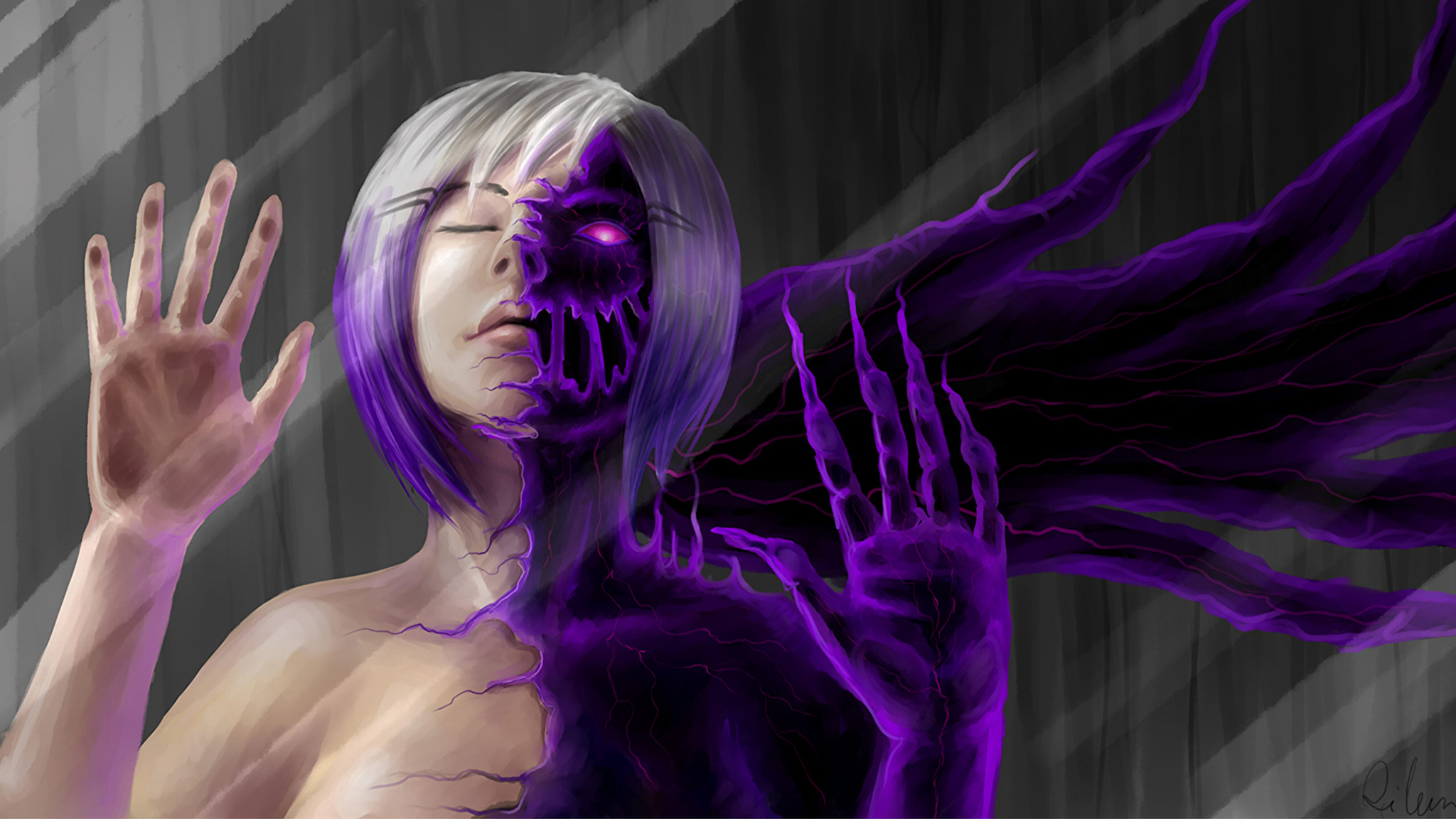 Daemon inside. Фиолетовый демон. Фиолетовый монстр. Фиолетовый ужас. Фиолетовые аватарки.