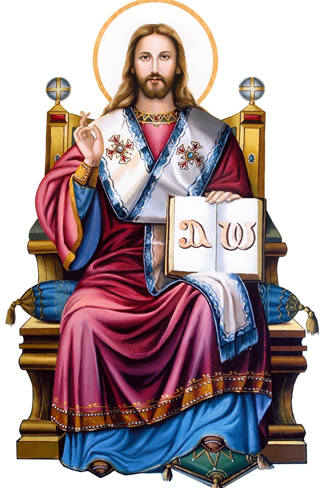 Bilder Mann Jesus the King Religion Weißer hintergrund 640x960 für Handy