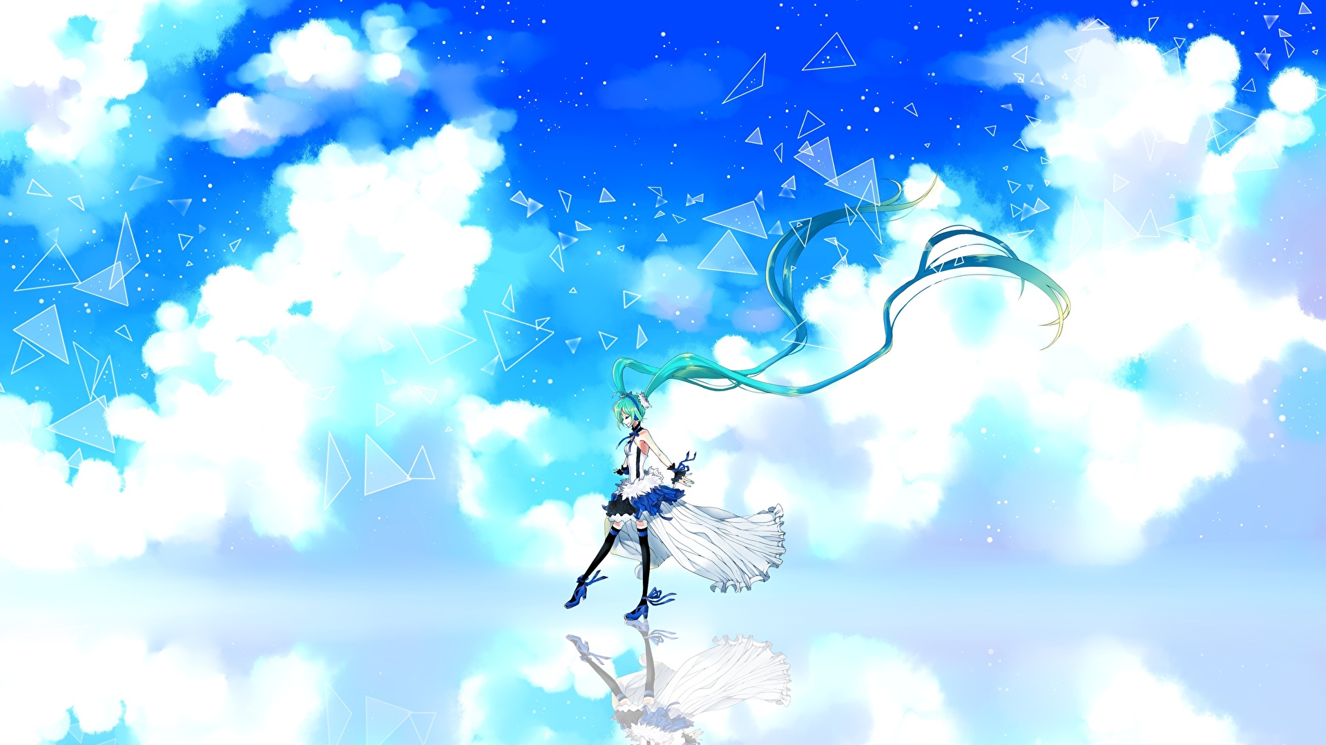 壁紙 19x1080 ボーカロイド 初音ミク Cu Riyan 7th Dragon 雲 アニメ 少女 ダウンロード 写真