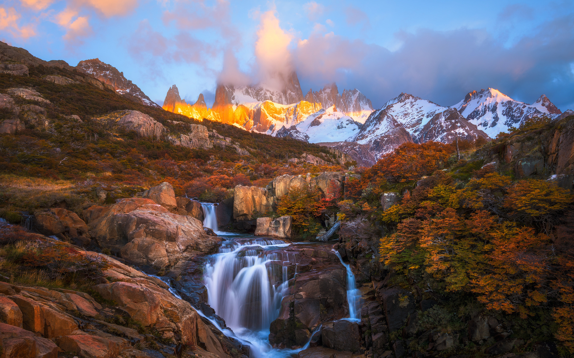 Images South America Patagonia Autumn Nature mountain 1920x1200