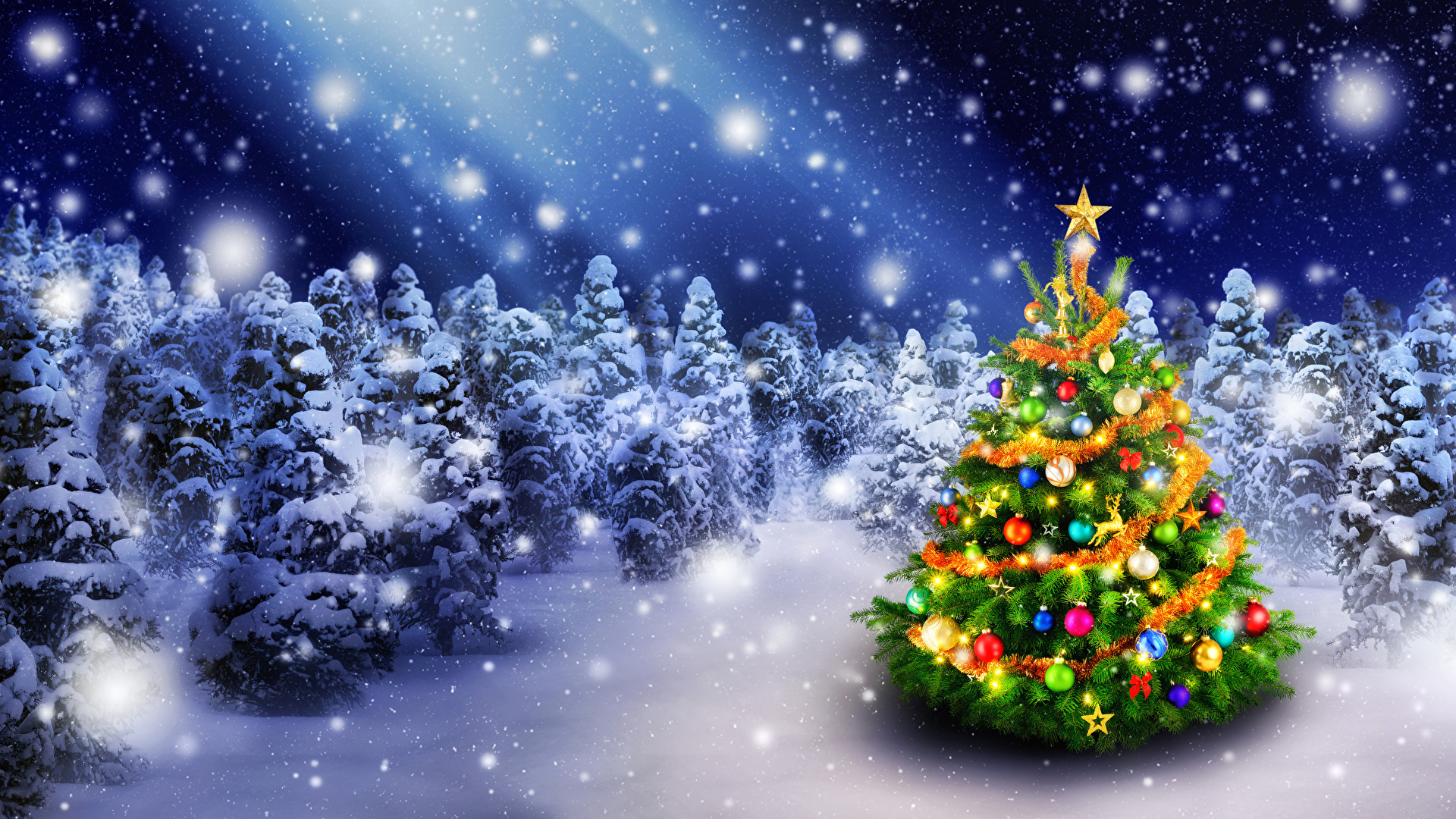 HD wallpaper: ღ.glow Christmas Tree.ღ, new year, miracle, holidays,  snowflakes