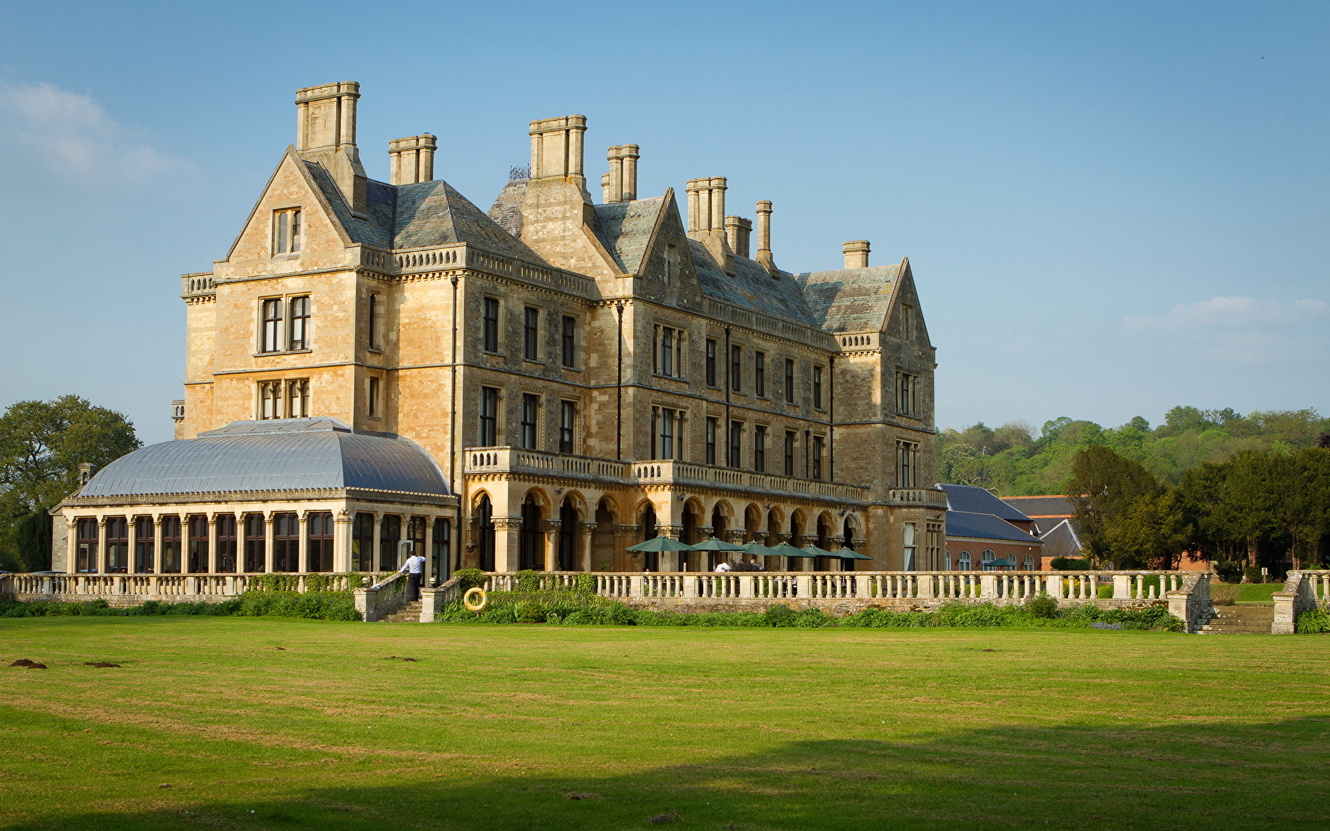 Photo England Walton Hall Warwickshire Mansion Lawn Grass 1920x1200