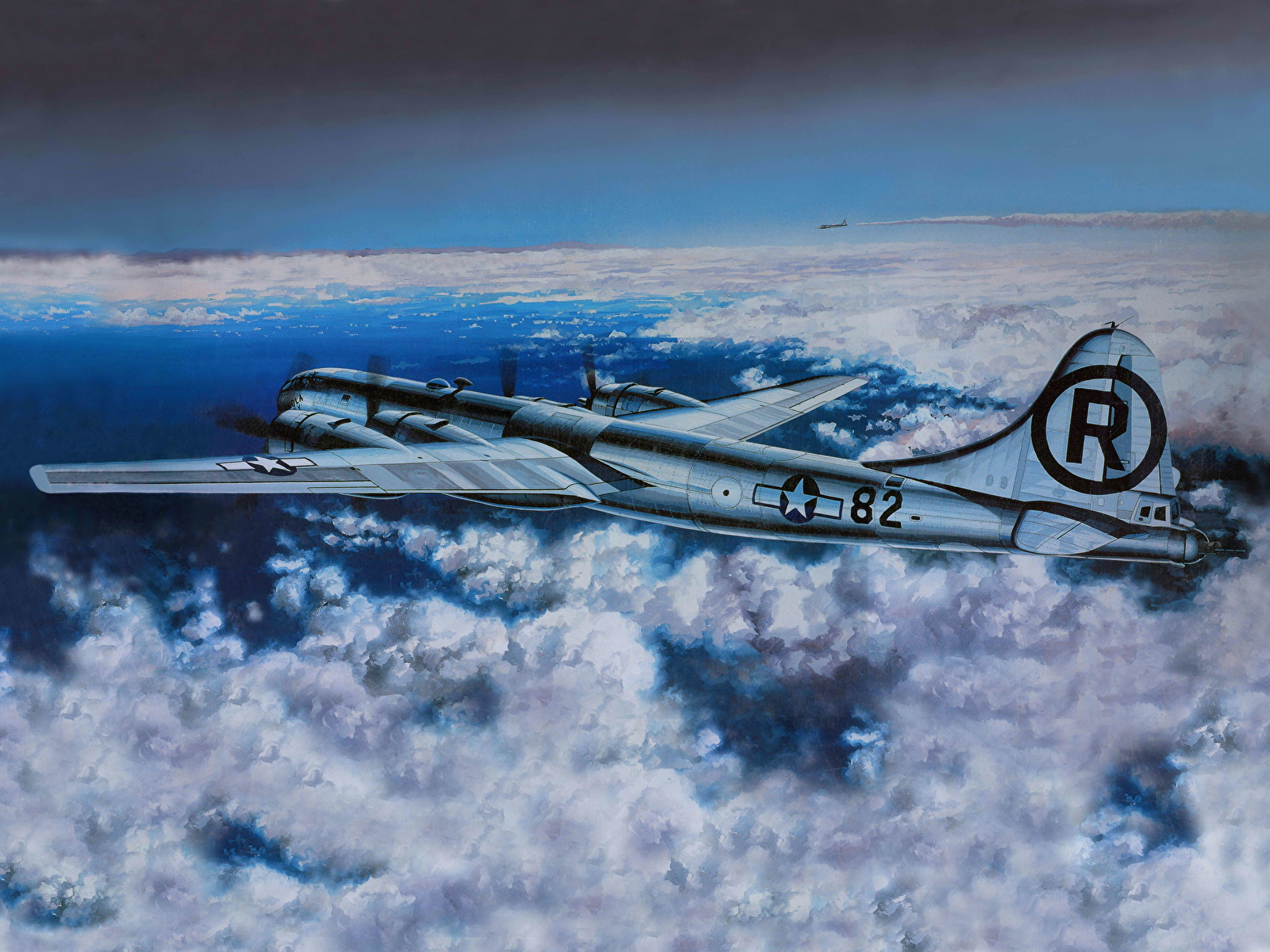 Photos Airplane B-29A Painting Art Aviation 1600x1200