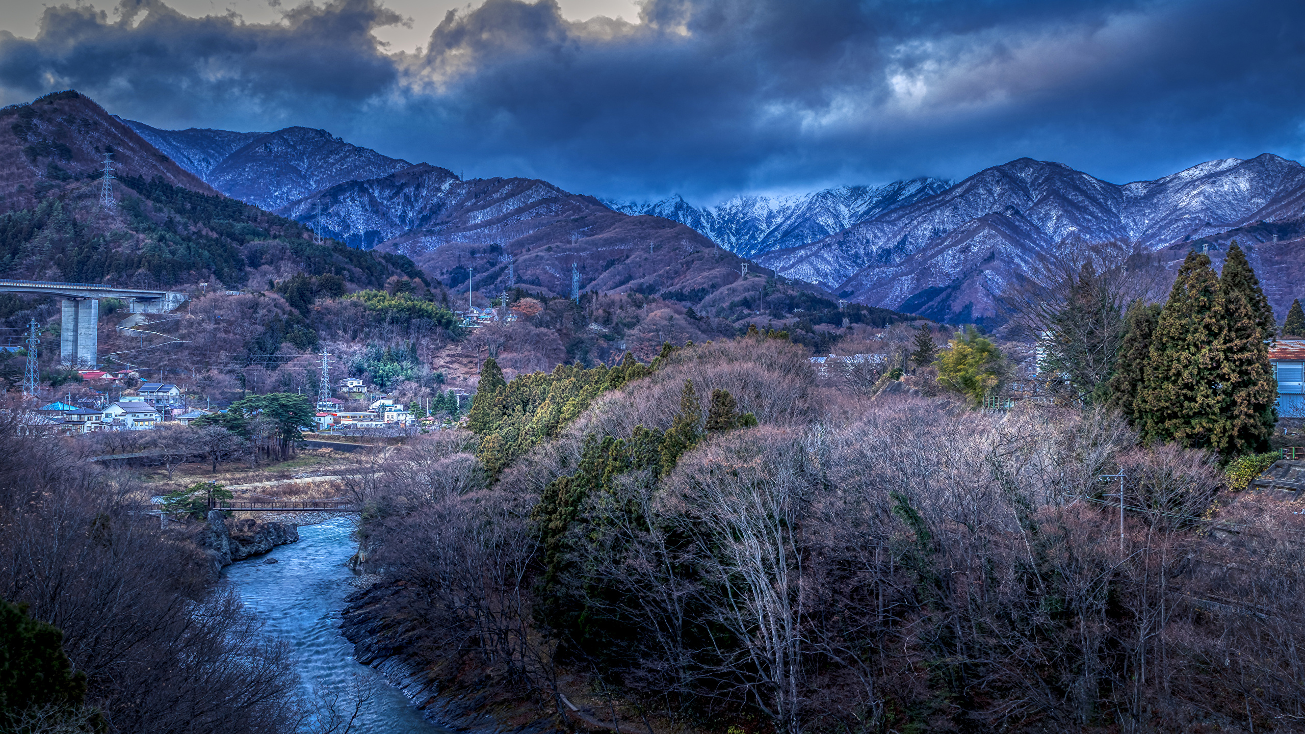 壁紙 2560x1440 日本 山 川 Gunma 木 自然 ダウンロード 写真