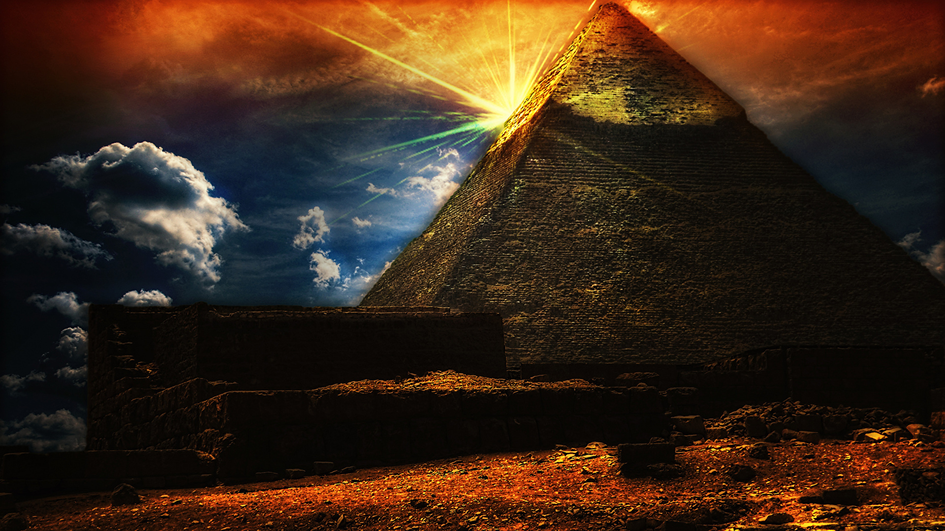 Wallpaper Rays of light Egypt Pyramid 1920x1080