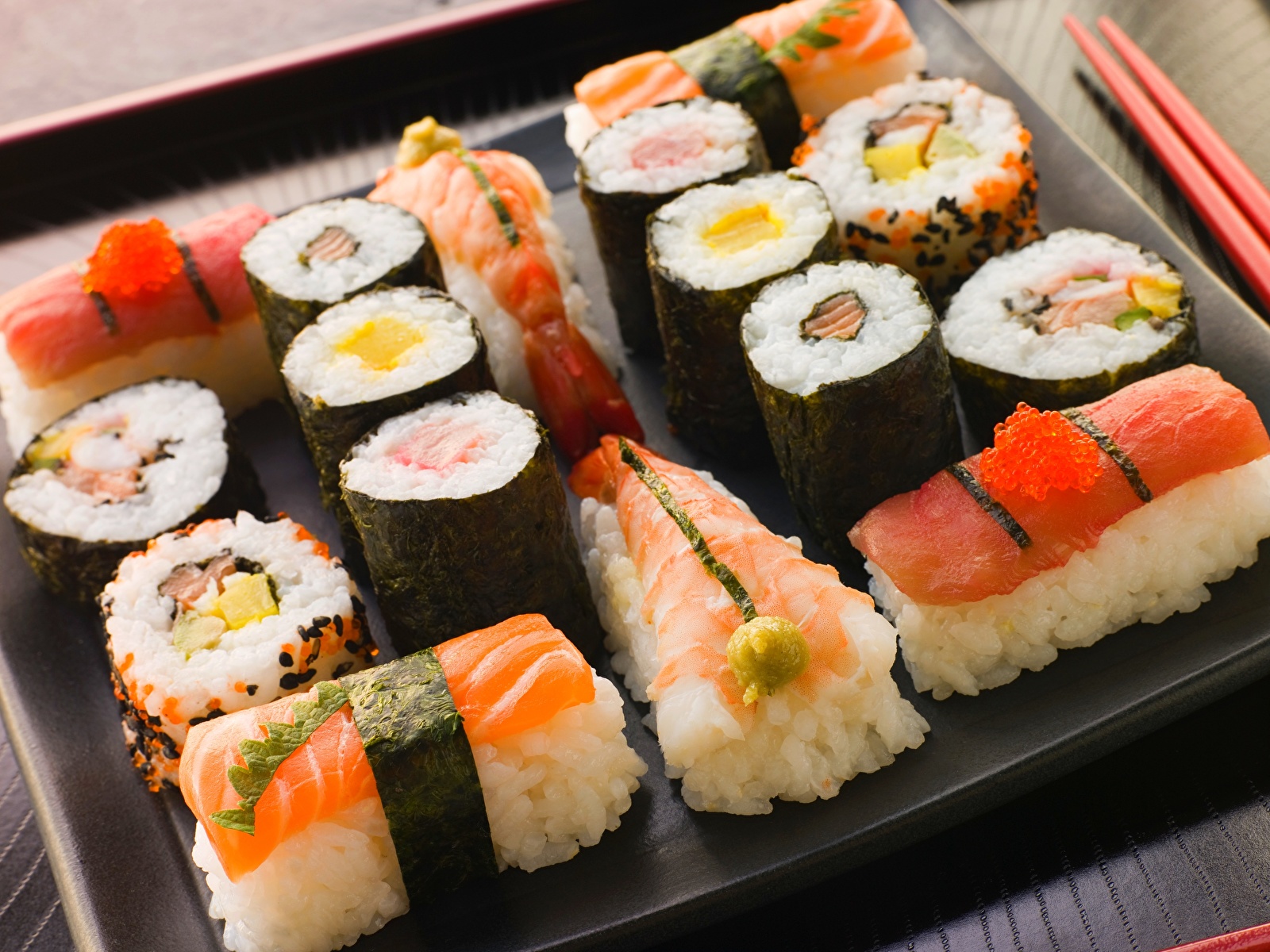 Bilder Sushi Mat Skaldjur 1600x1200