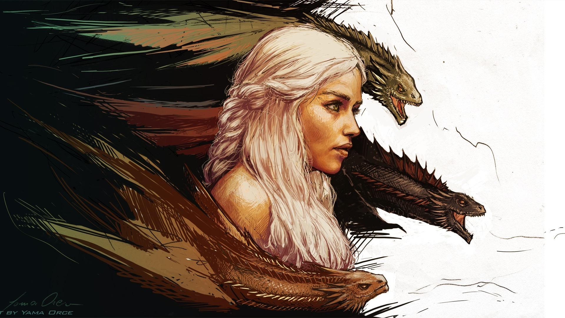 Papeis de parede Game of Thrones Dragões Fogo Desenhado Daenerys Targaryen  Emilia Clarke Filme Meninas baixar imagens