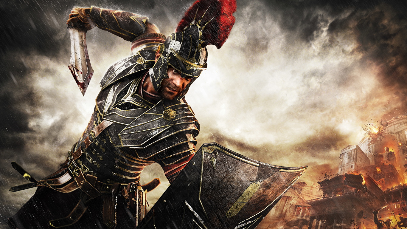 Картинка Ryse: Son of Rome Щит с мечом доспехе Шлем мужчина 1366x768