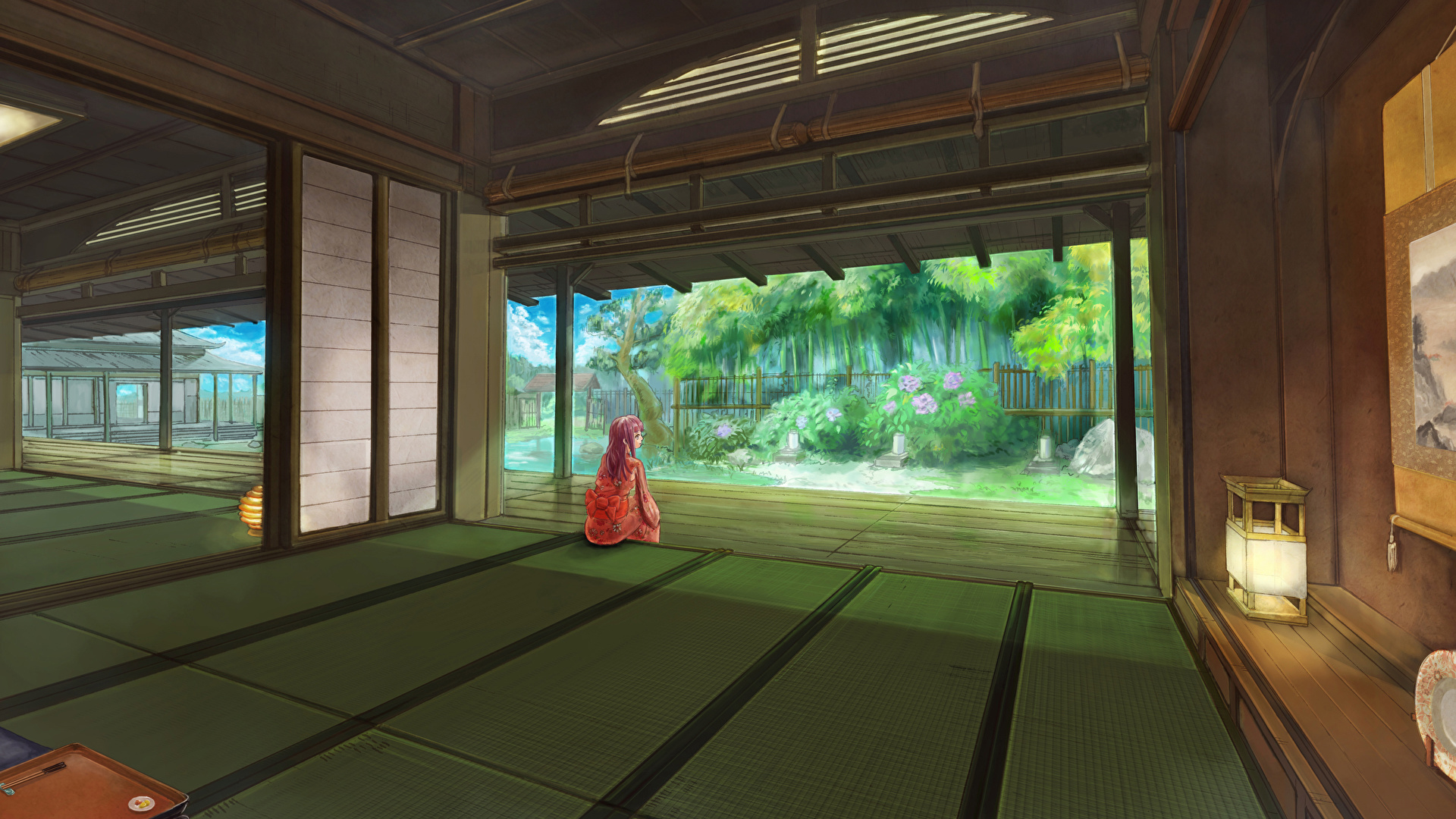 Photos Sarari Zoom Kimono Anime Young Woman Room 1920x1080