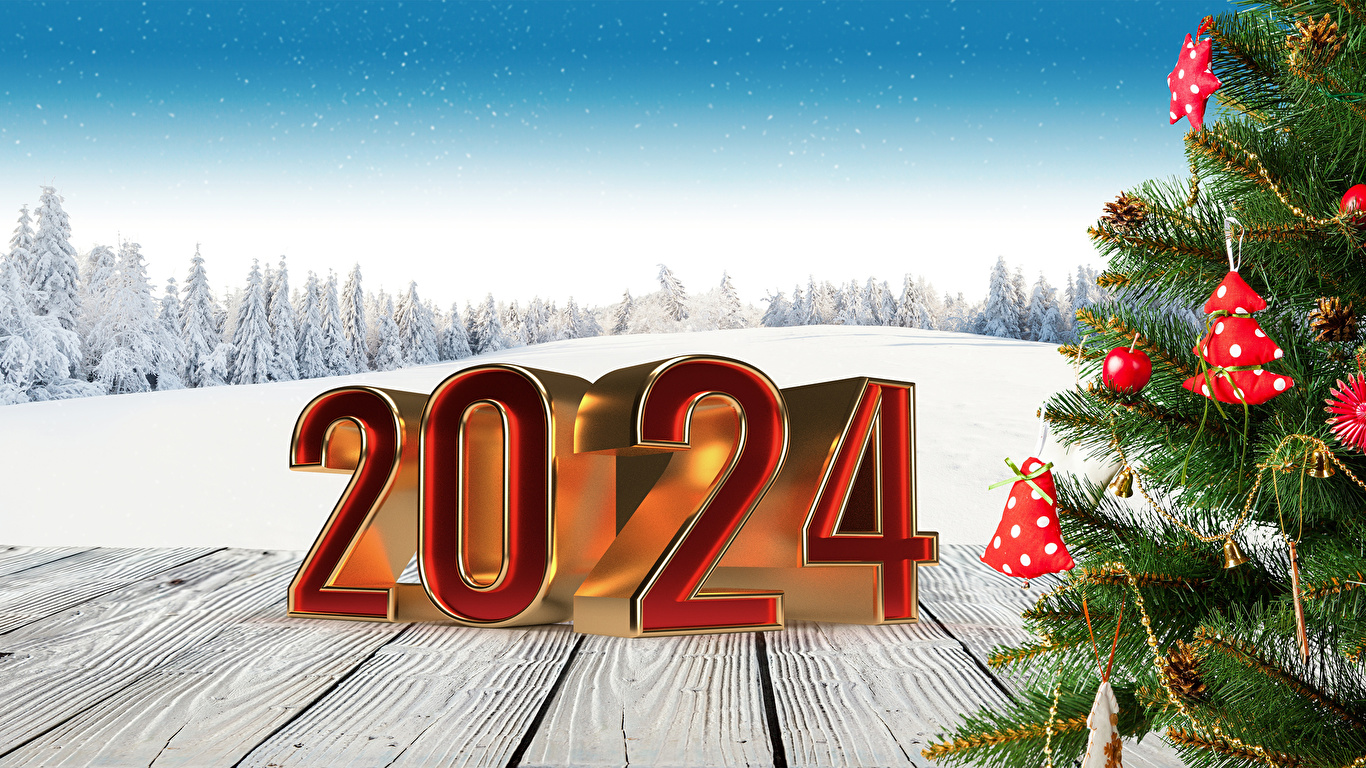 Pictures 2024 New year New Year tree boards 1366x768