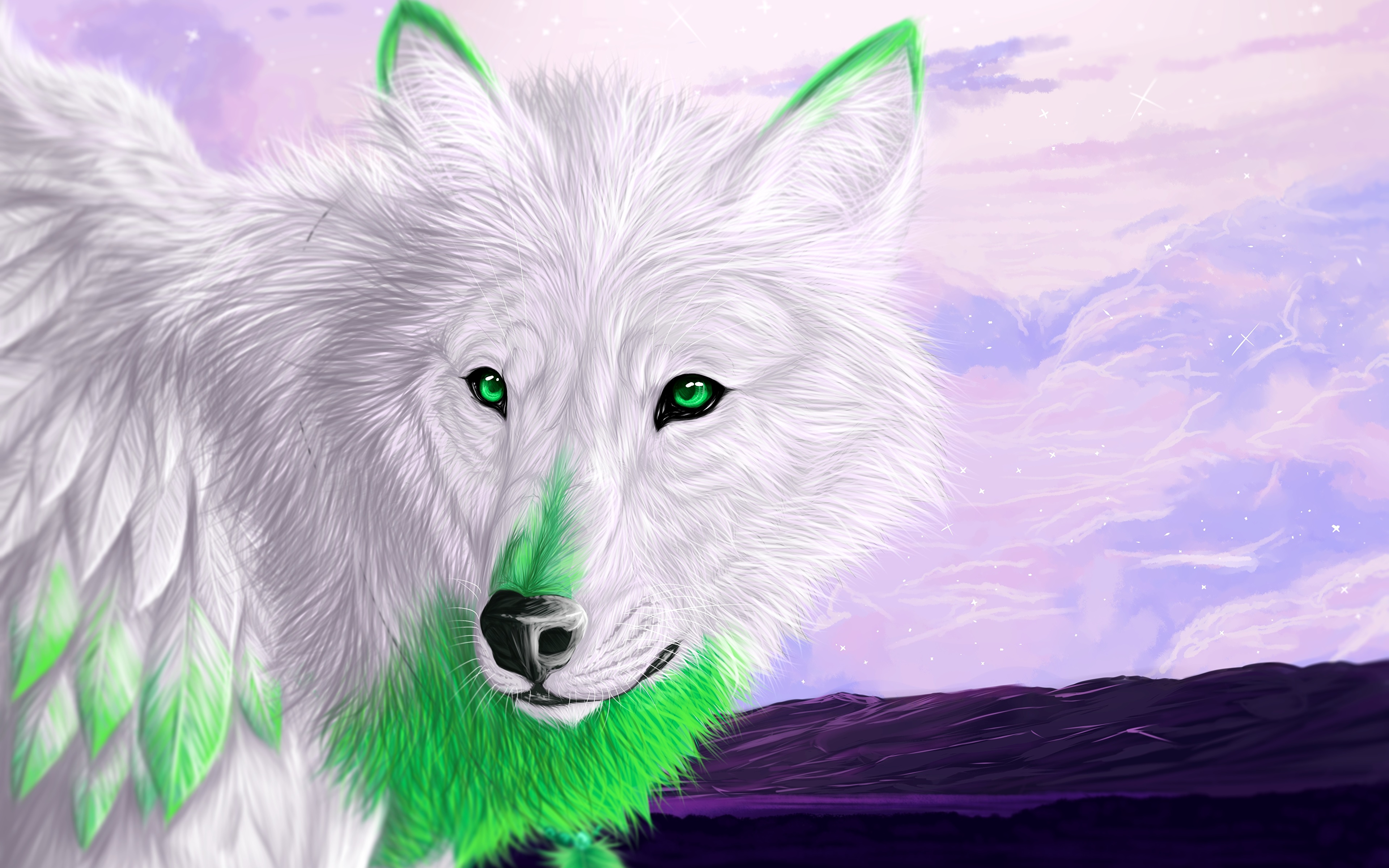 Pictures wolf animal Painting Art 3840x2400