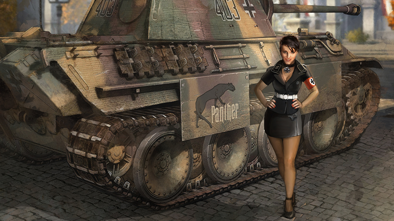 Fonds d ecran 1366x768 World of Tanks Dessiné Tank Nikita Bolyakov Jeux