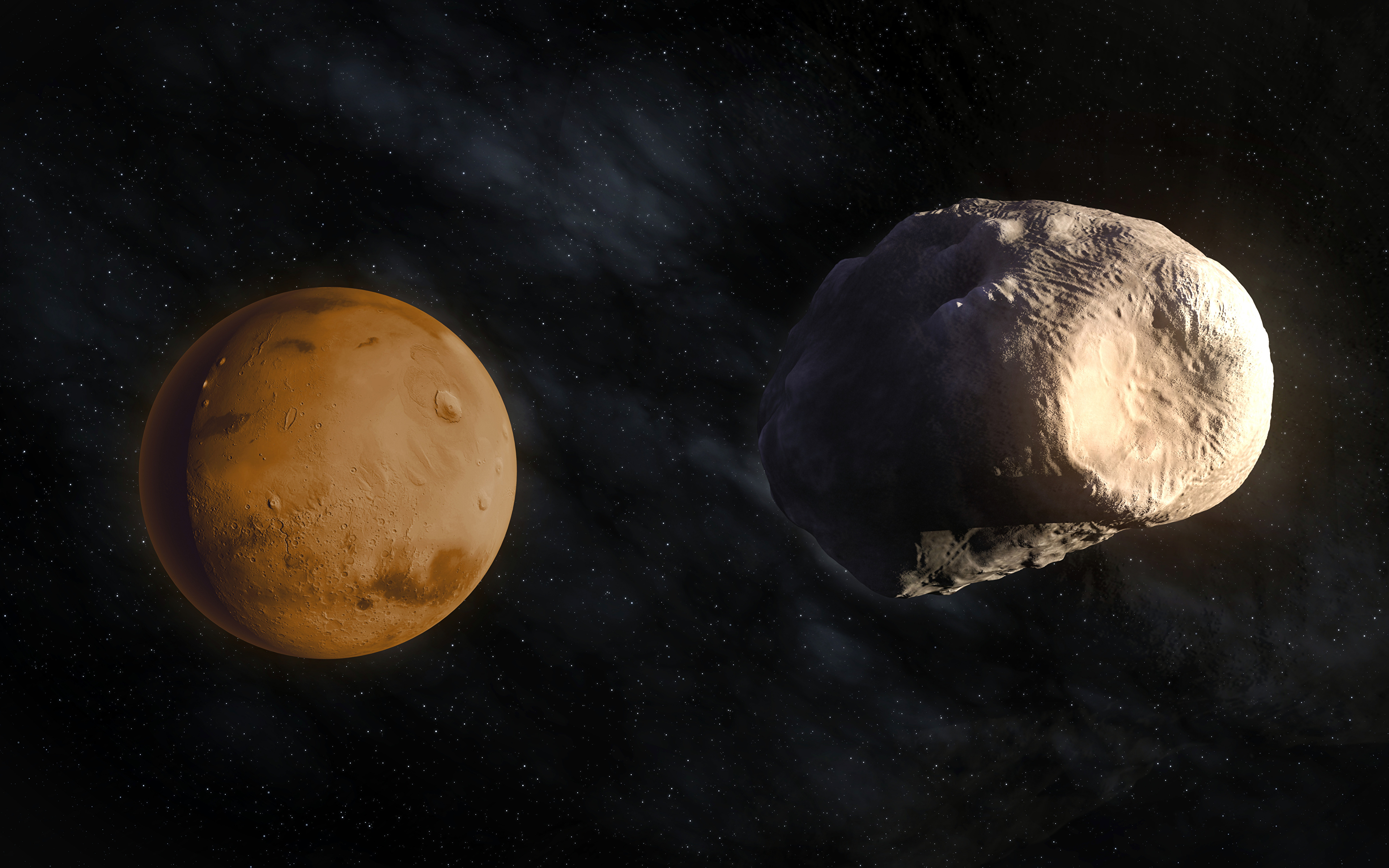 3840x2400 Planetas Marte Phobos Espacio exterior, planeta Сosmos 3D Gráficos