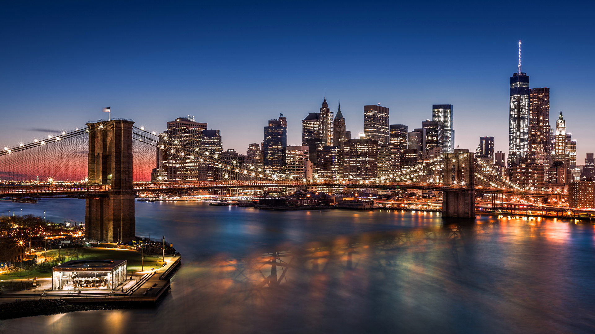 Fundo Grande Foto Da Ponte De Brooklyn à Noite Fundo, Foto Da Cidade De Ny,  Nova Iorque, Cidade Imagem de plano de fundo para download gratuito