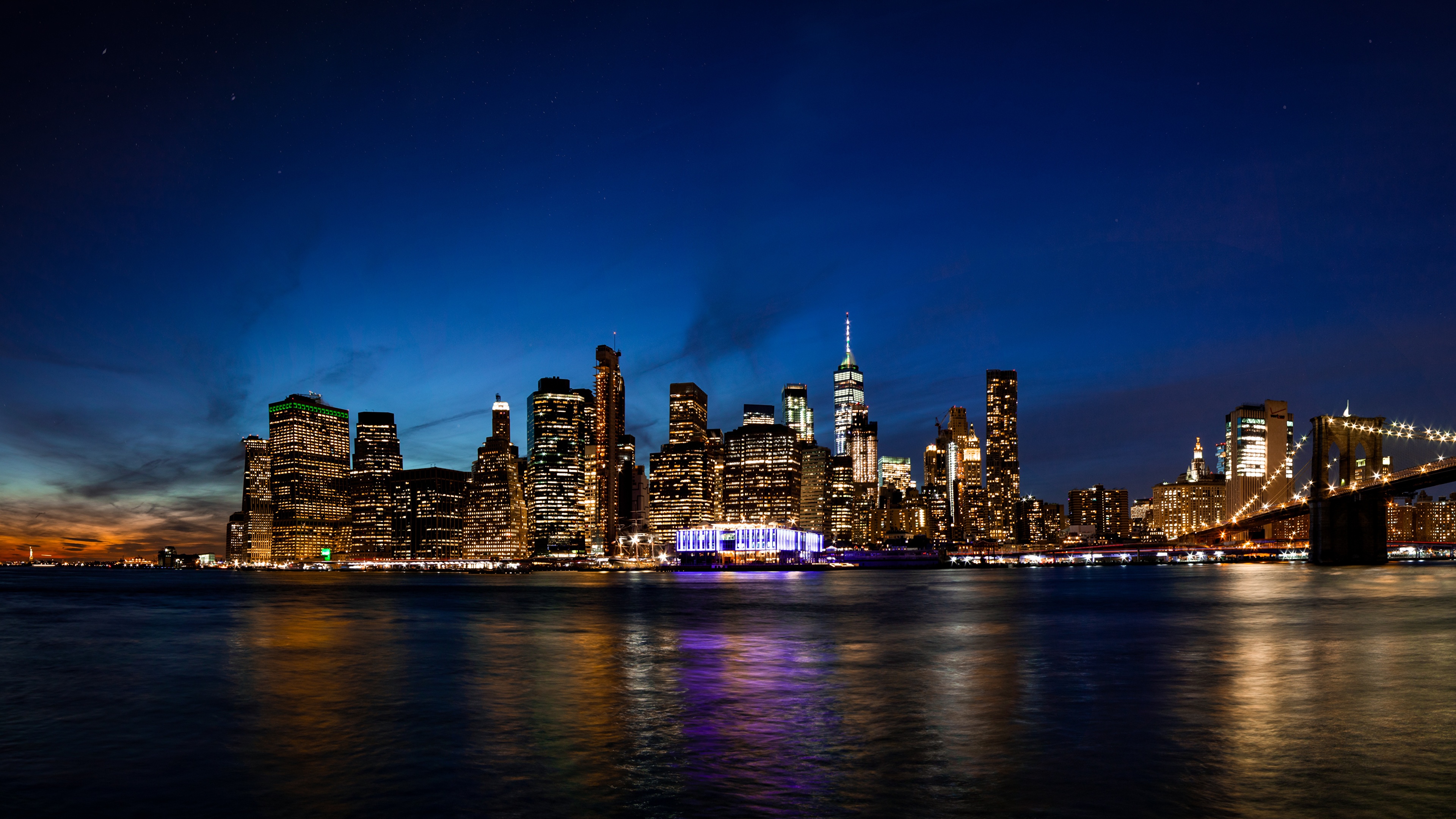 壁紙 3840x2160 住宅 アメリカ合衆国 夜 マンハッタン ニューヨーク 都市 ダウンロード 写真