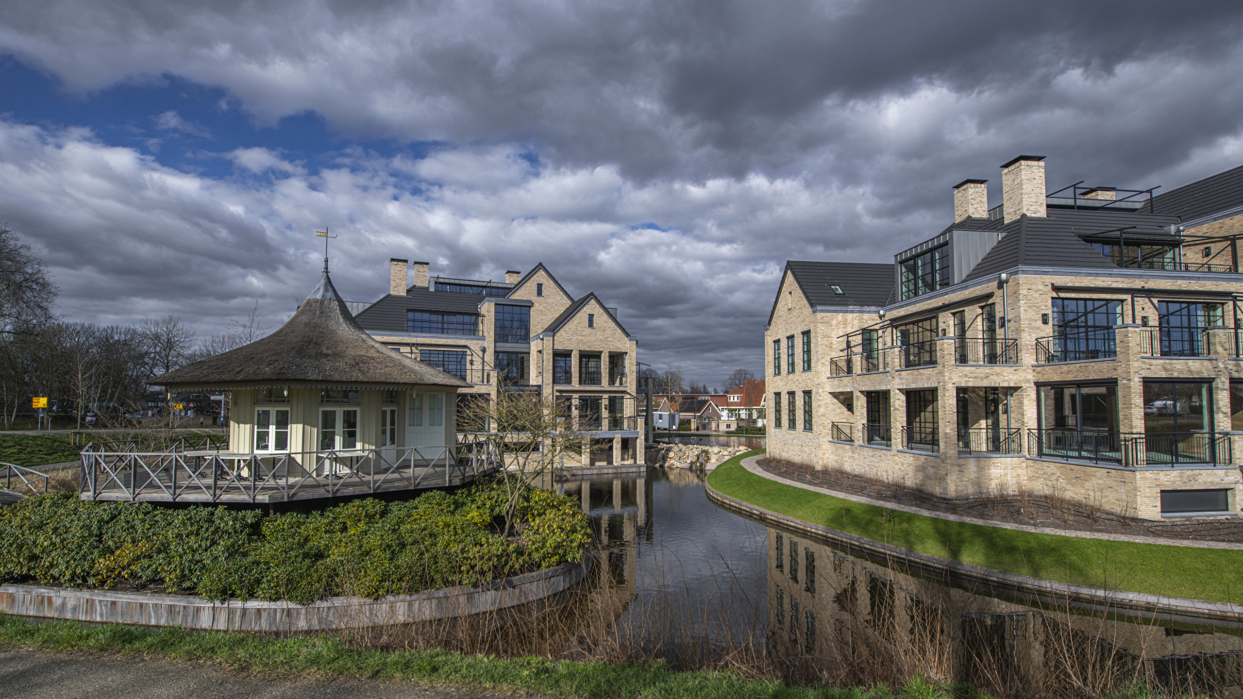 2560x1440 Pays-Bas Maison Vreeland Canal Clôture Bâtiment Villes