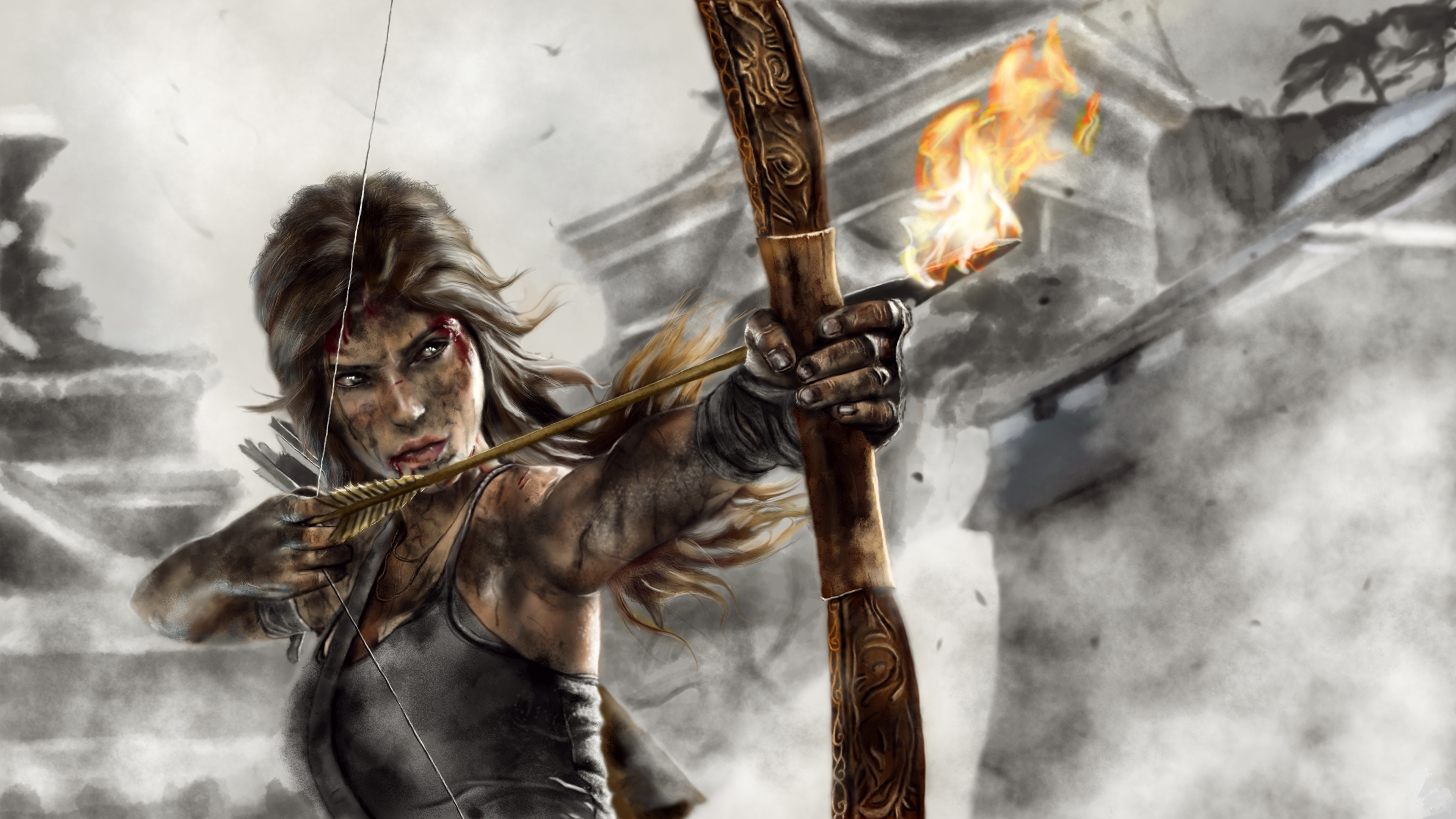 Картинки Tomb Raider 2013 Лучники Лара Крофт Воители луком 3840x2160