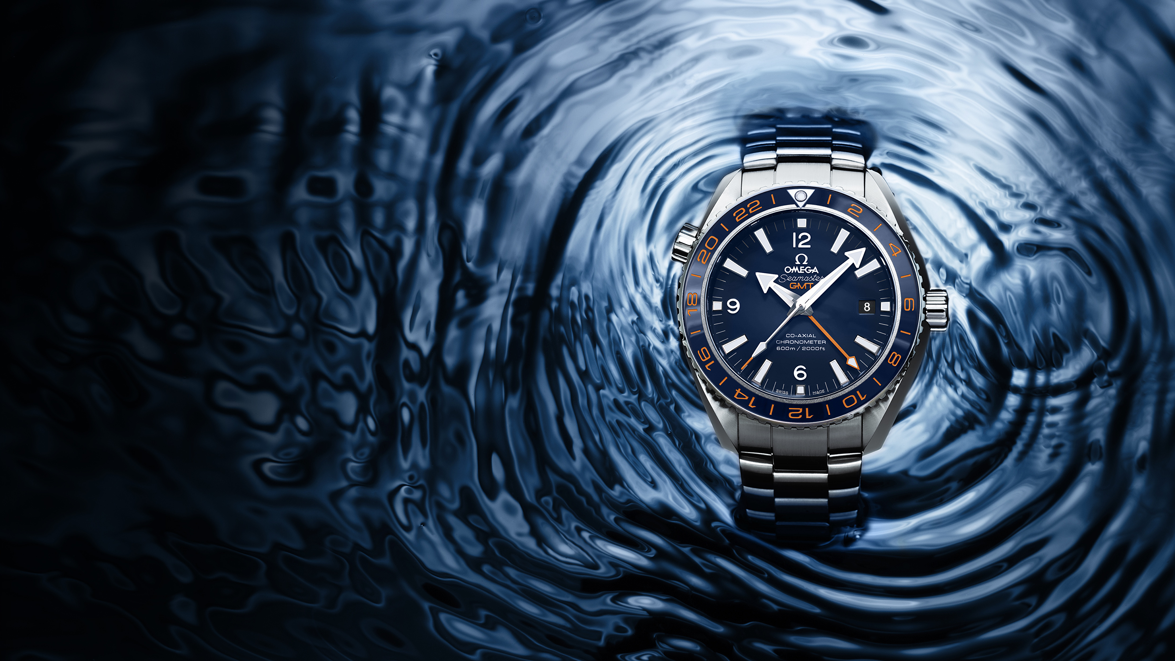 Photos Omega Watch Clock Water Closeup 3840x2160