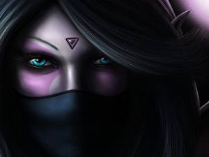 Fonds d'écran DOTA 2 Templar Assassin Lanaya Visage Regard fixé Fantasy