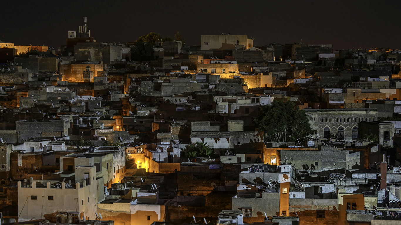 Fonds Decran 1366x768 Maroc Maison Fez Nuit Villes