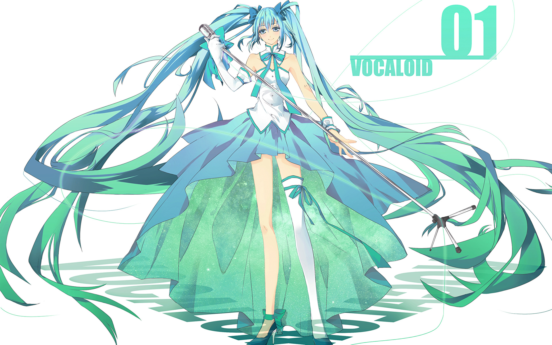 Photo Vocaloid Hatsune Miku Microphone Hair Girls Anime 19x10