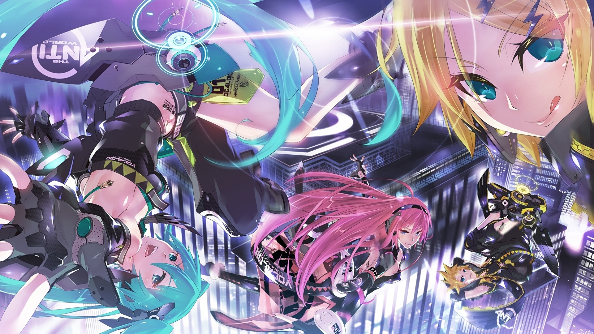 壁紙 19x1080 ボーカロイド 初音ミク Megurine Luka Kagamine Rin Kagamine Len アニメ 少女 ダウンロード 写真