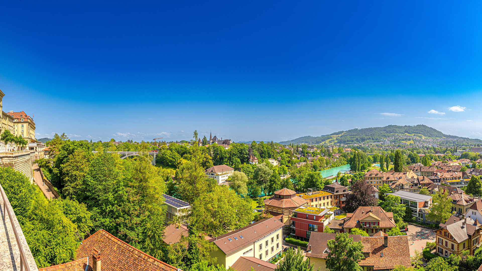 Image Bern Switzerland panoramic Mountains Houses Cities 1920x1080