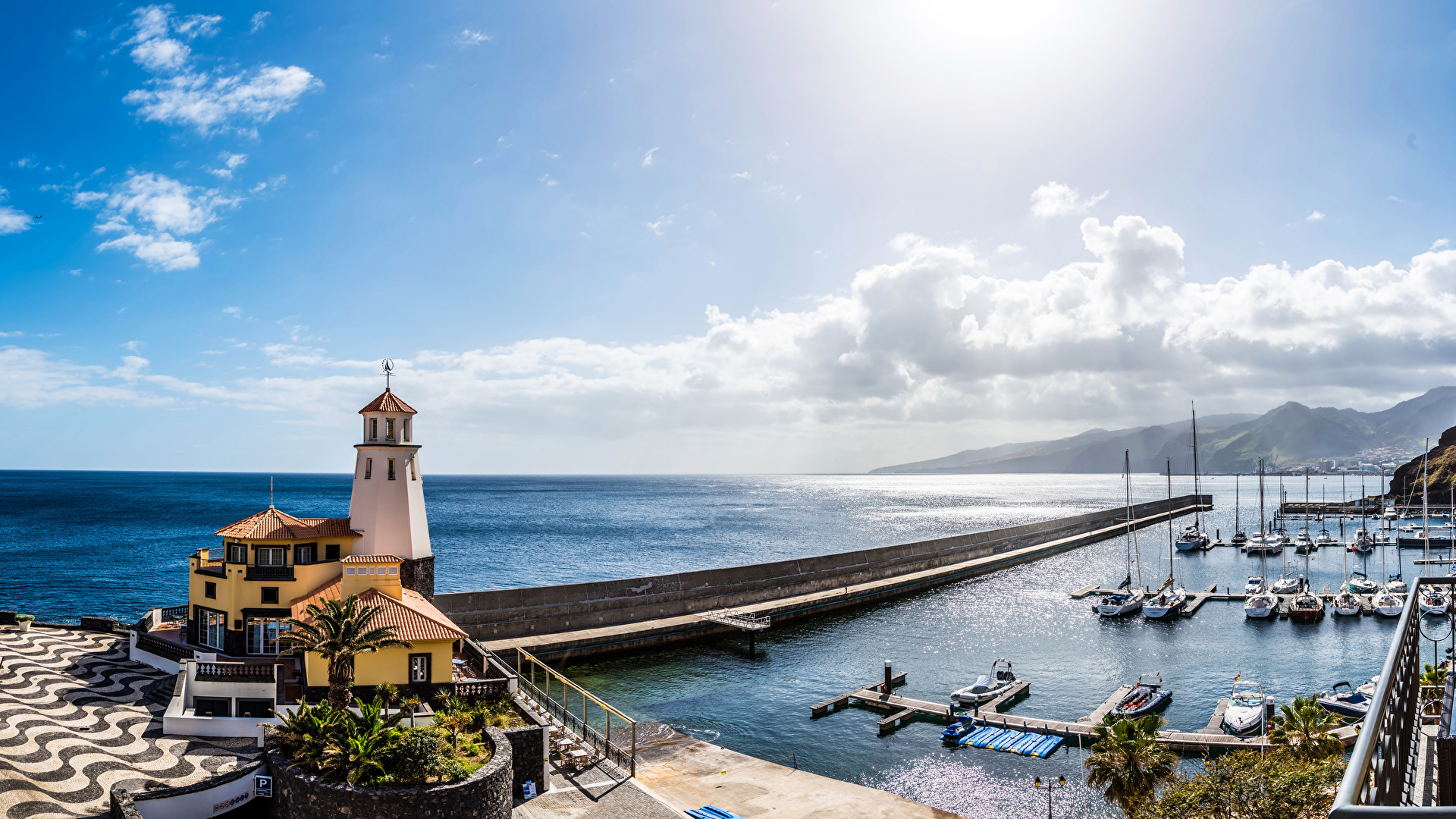 Обои для рабочего стола Португалия Madeira Море Яхта 1920x1080