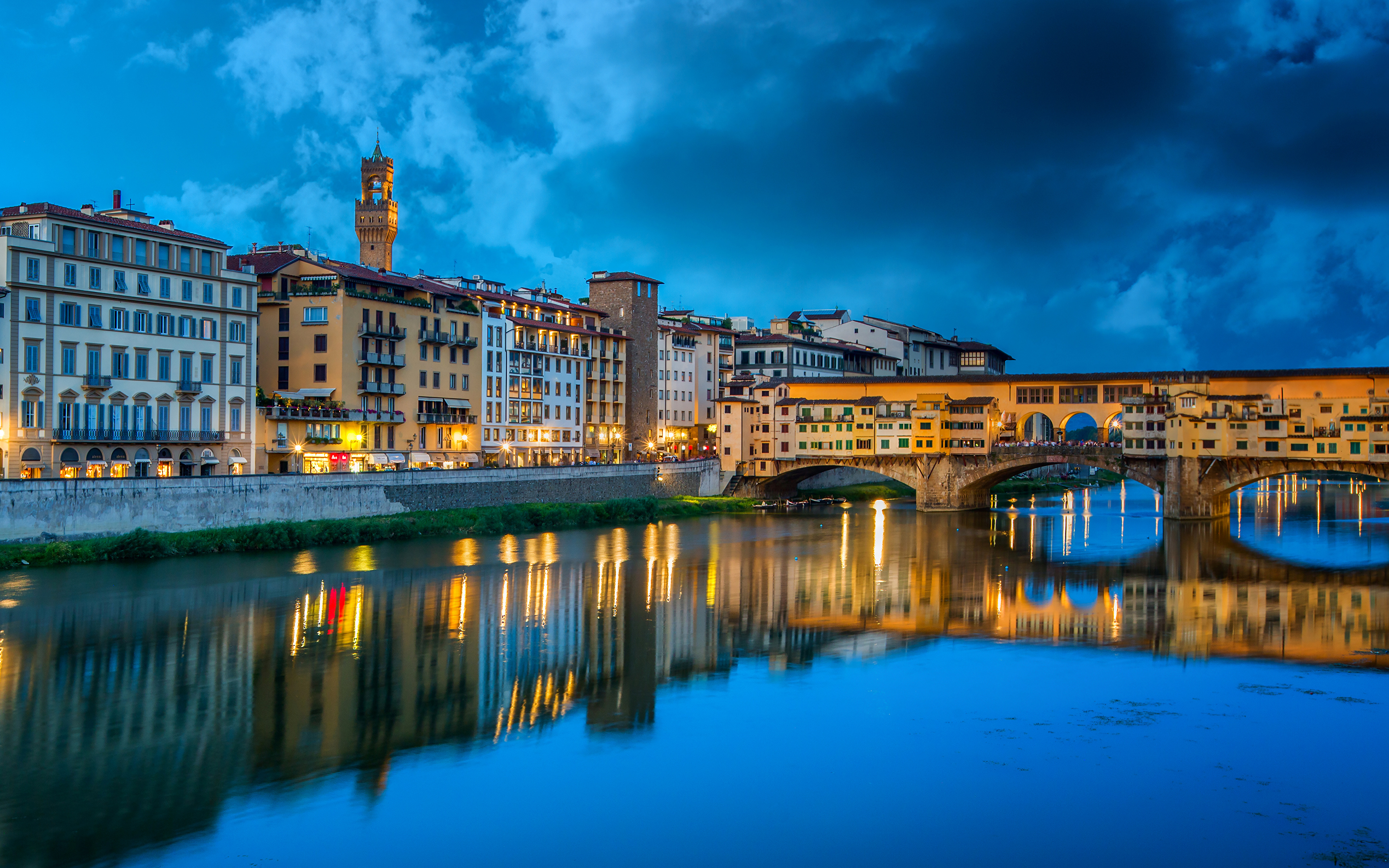 Fondos De Pantalla 3840x2400 Italia Casa Ríos Puentes Tarde Florencia Ponte Vecchio Ciudades 9287