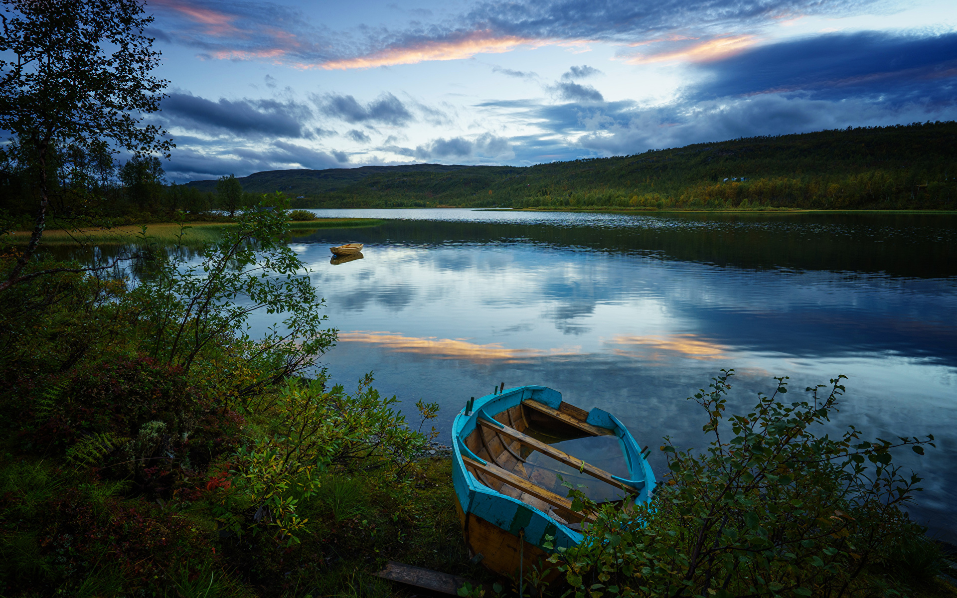 Photos Norway Nature Sky Boats Coast Rivers Evening 1920x1200