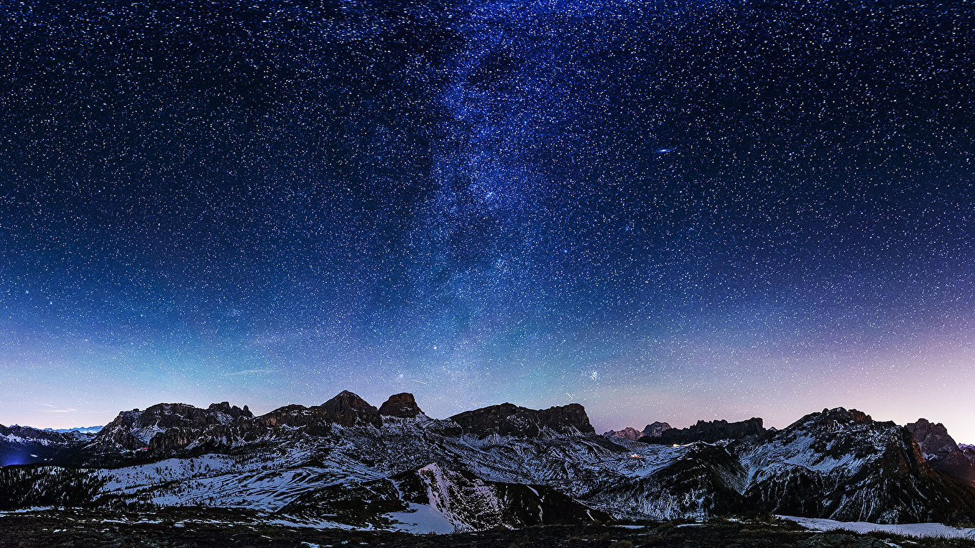 Image Stars Milky Way Nature Mountains Sky 1366x768