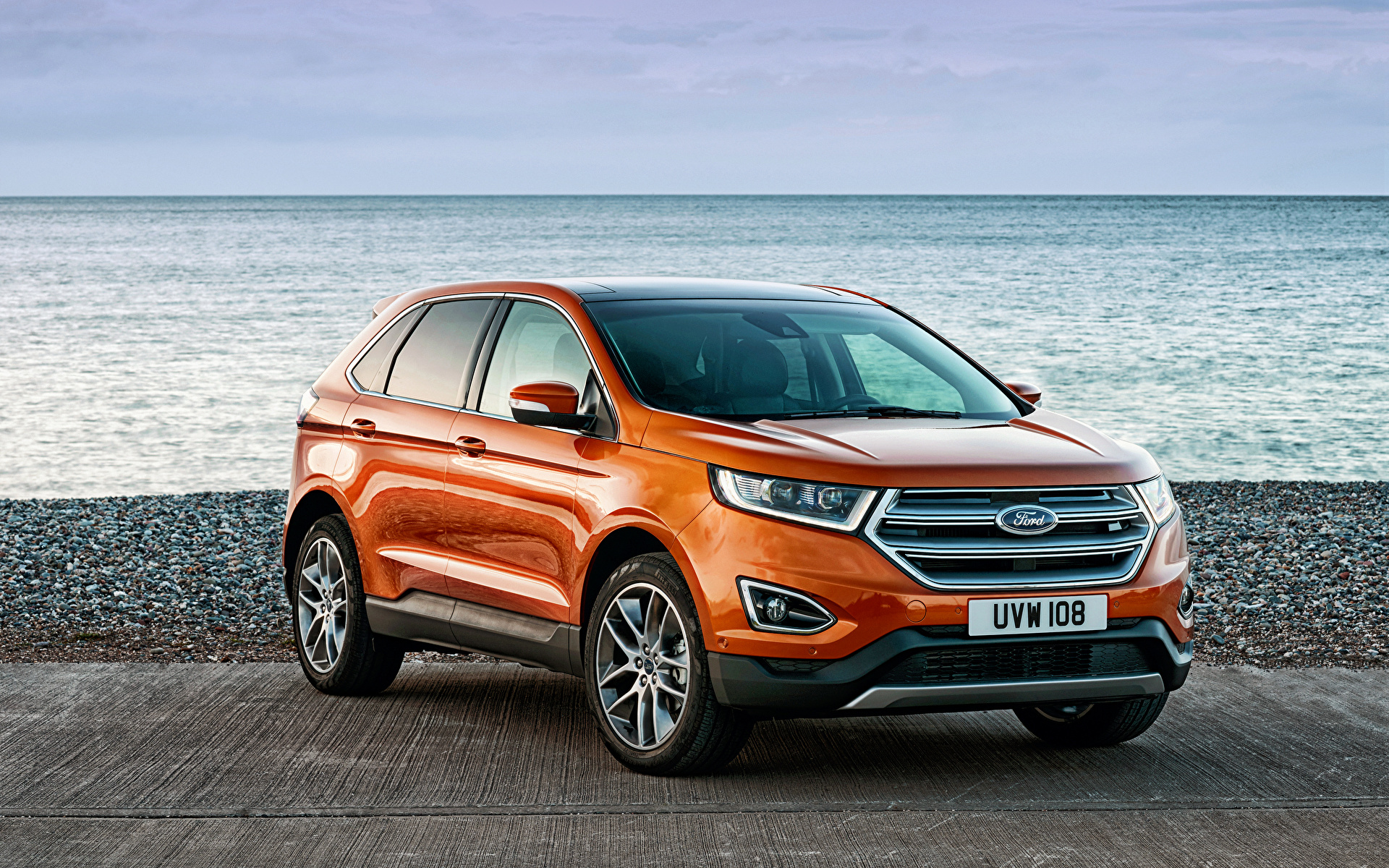 Фотография Ford 2015 Edge оранжевая автомобиль 1920x1200