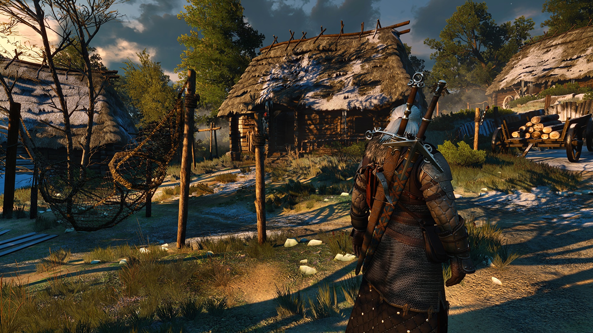 Обои для рабочего стола The Witcher 3: Wild Hunt Деревня 1920x1080