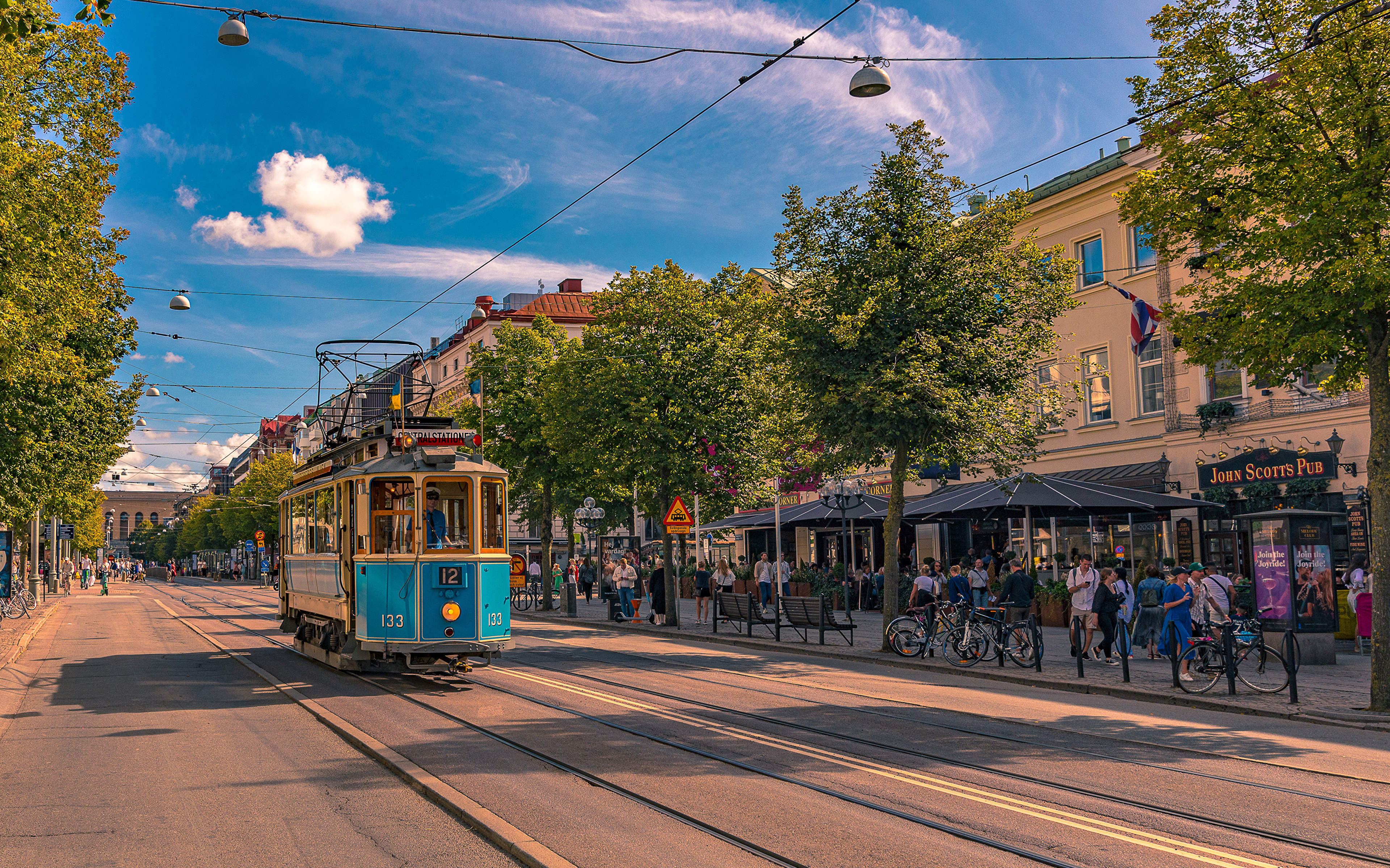 Картинка Швеция Трамвай Gothenburg улиц город Здания 3840x2400