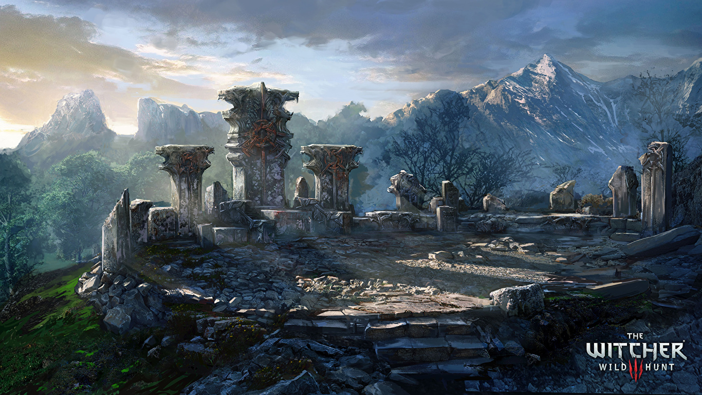 Desktop Wallpapers The Witcher 3 Wild Hunt Mountains Ruins 1366x768