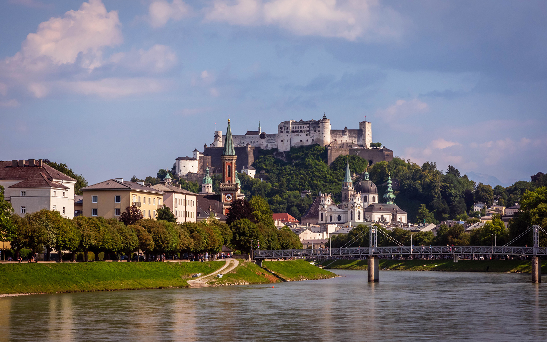 Image Salzburg Austria Bridges Castles Rivers Houses 1920x1200