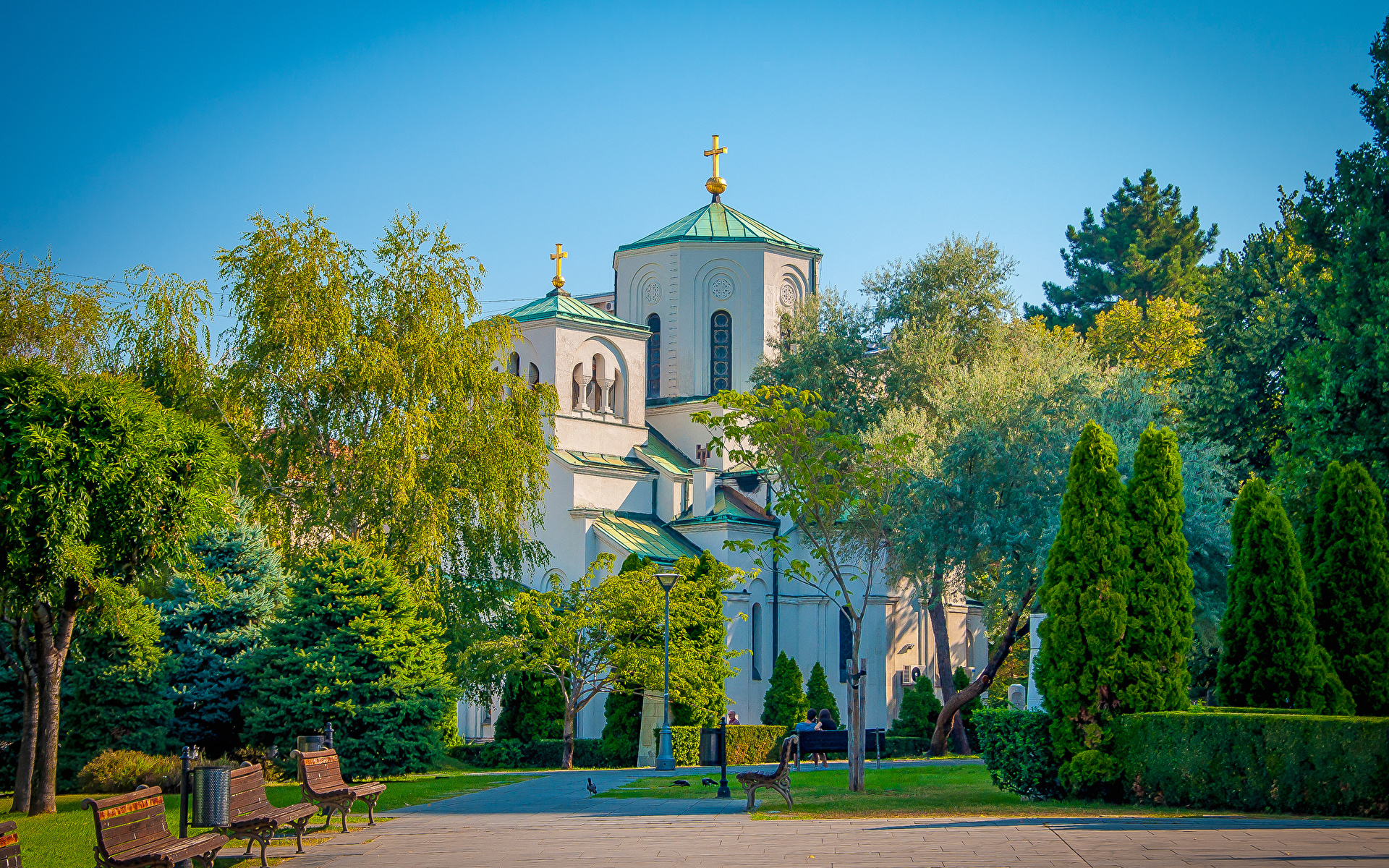 Photo Cities Belgrade Church Of Savva Serbian Temples Bush 1920x1200