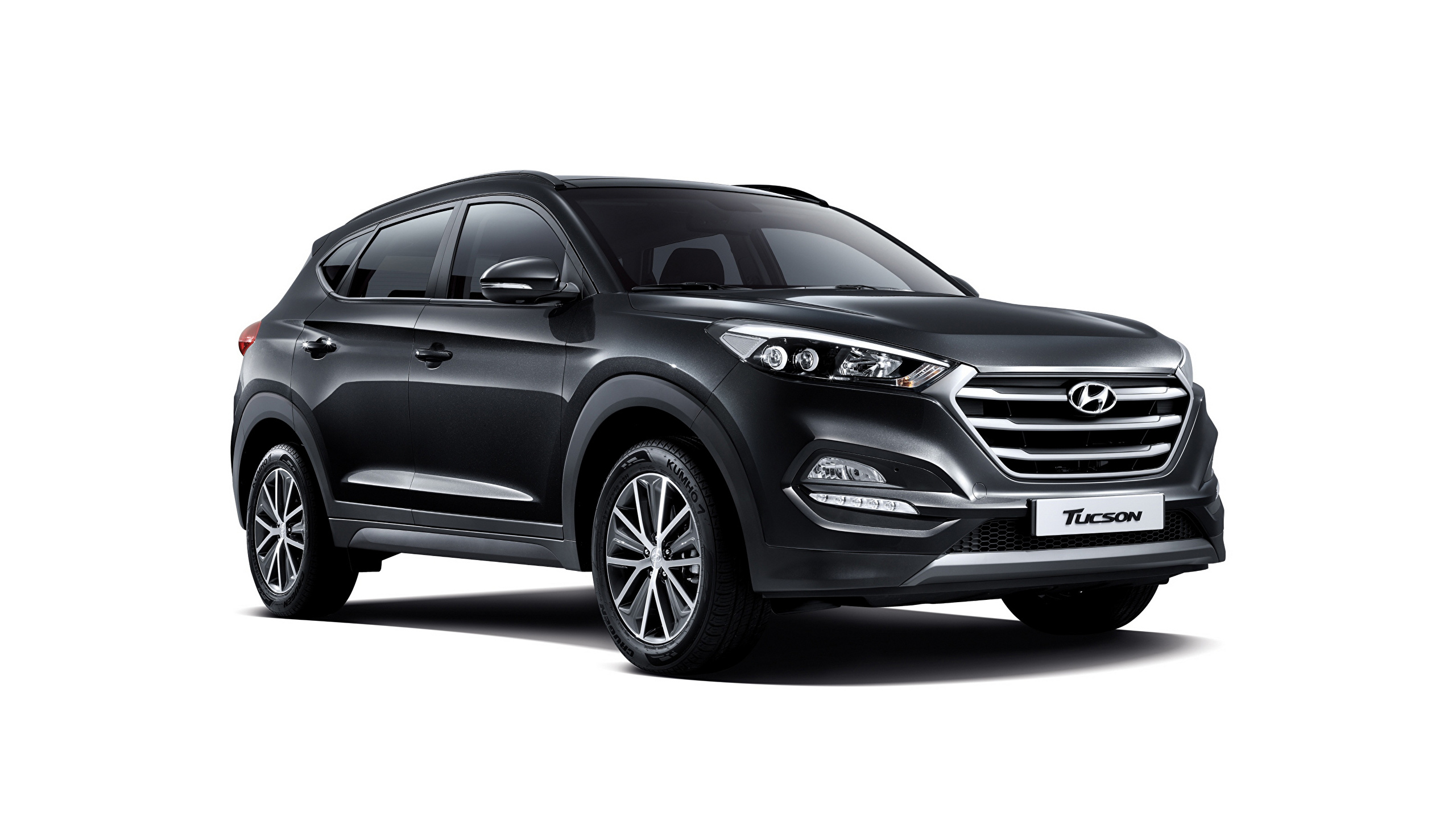 Фото Hyundai CUV Tucson Черный Автомобили белом фоне 2560x1440