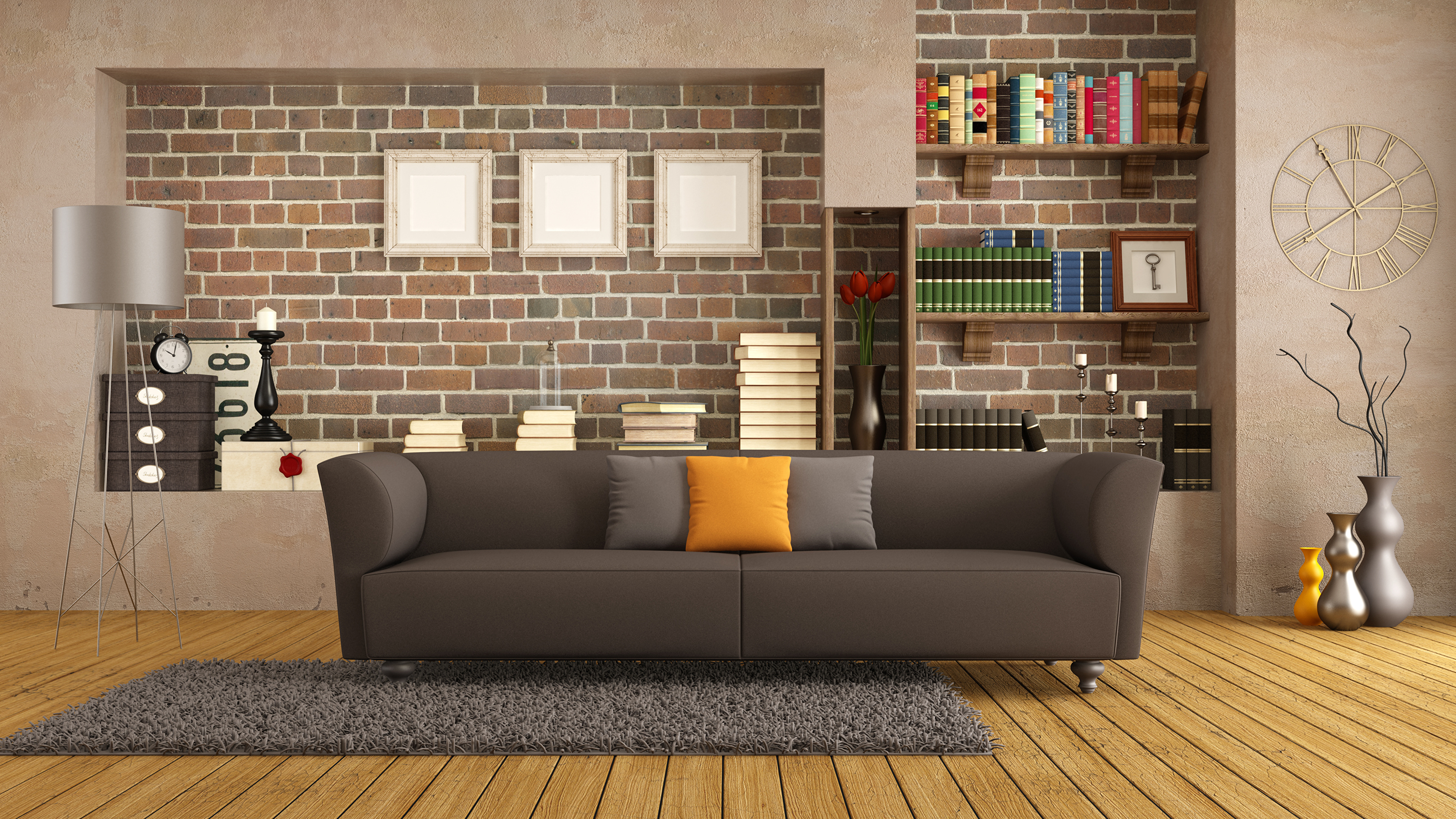 Desktop Wallpapers 3D Graphics Room Interior Sofa 3840x2160