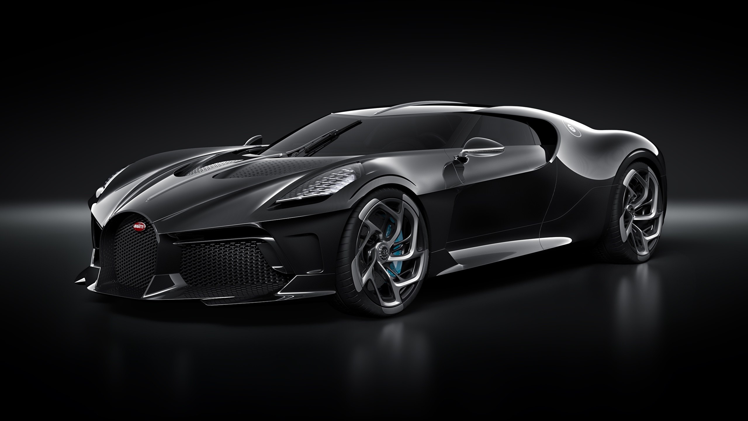 Картинки BUGATTI La Voiture Noire черная Автомобили на 2560x1440