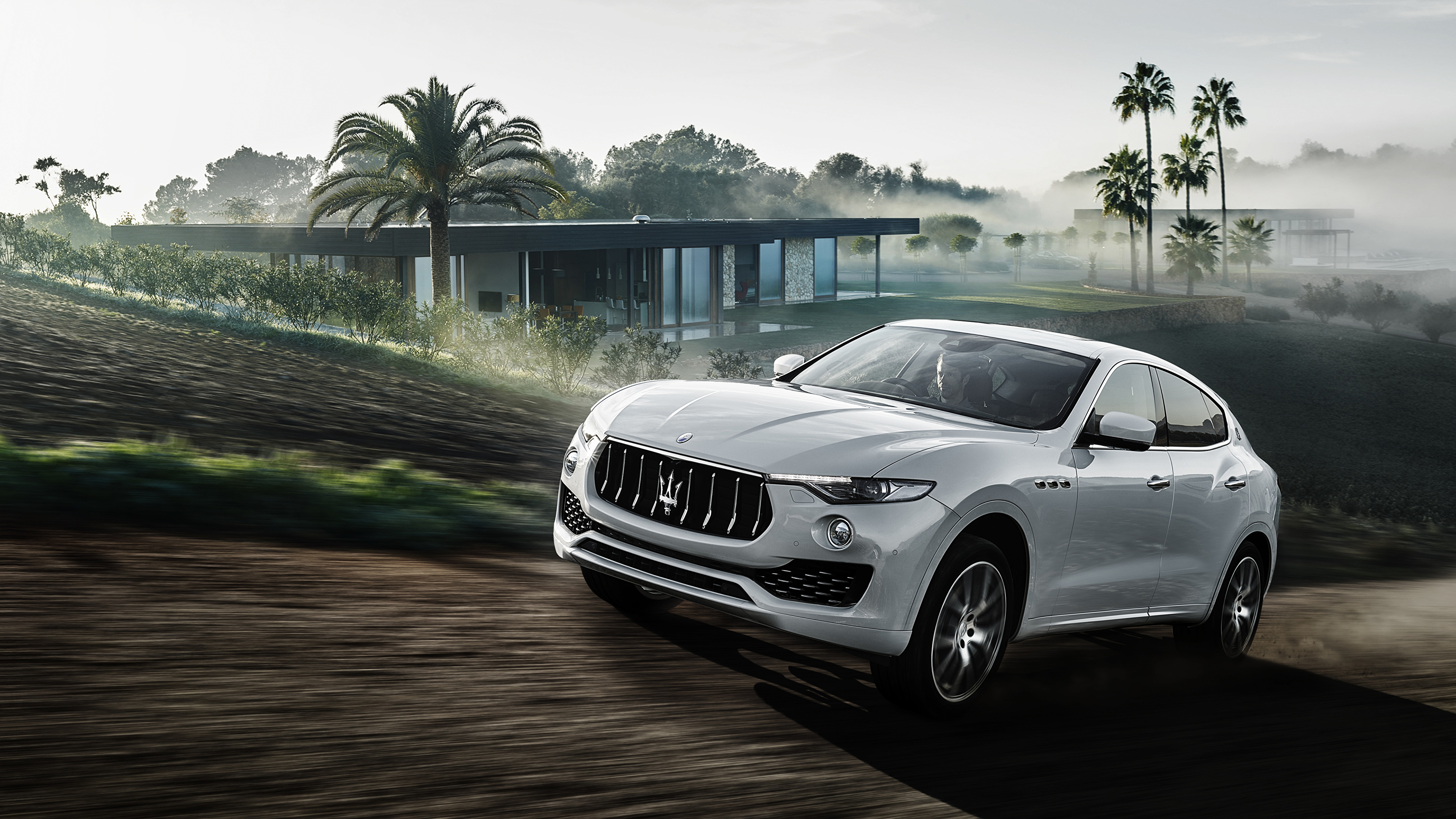 Bilder Maserati Levante Weiss Geschwindigkeit Autos 3840x2160