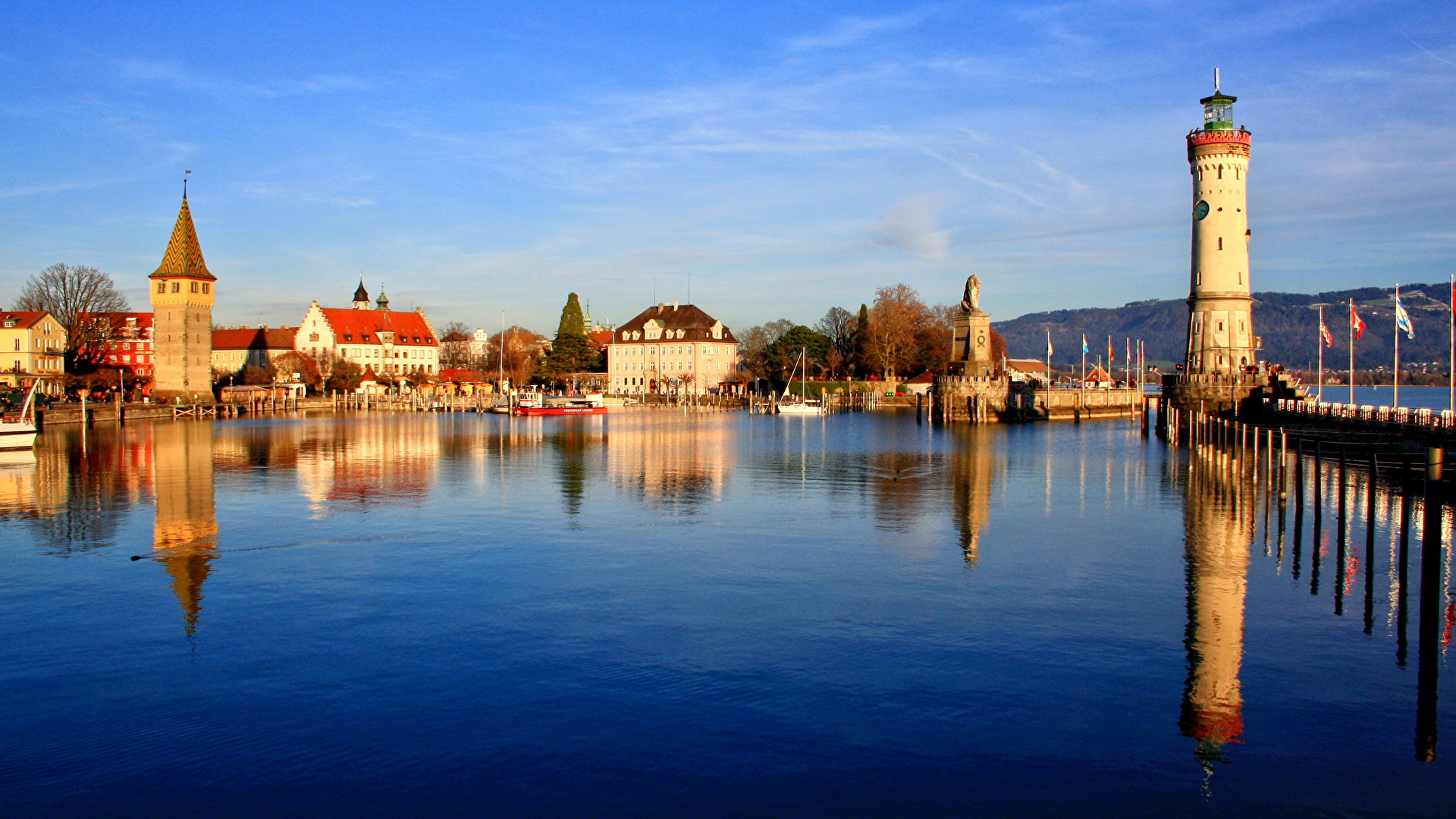 壁紙 19x1080 ドイツ 川 Lindau Bavaria 都市 ダウンロード 写真