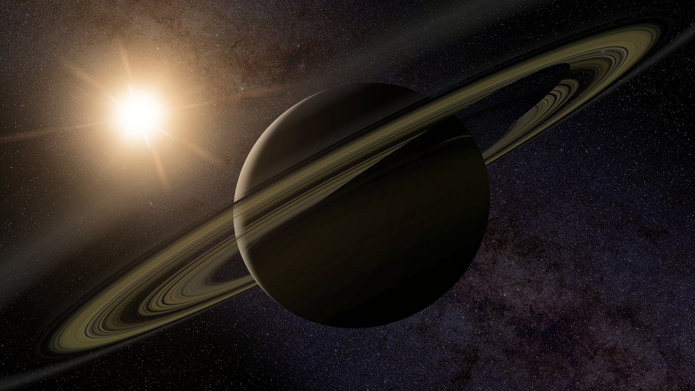 Foto Planeter Saturnus Planetarisk ring Rymden 3D grafik 1366x768 planet
