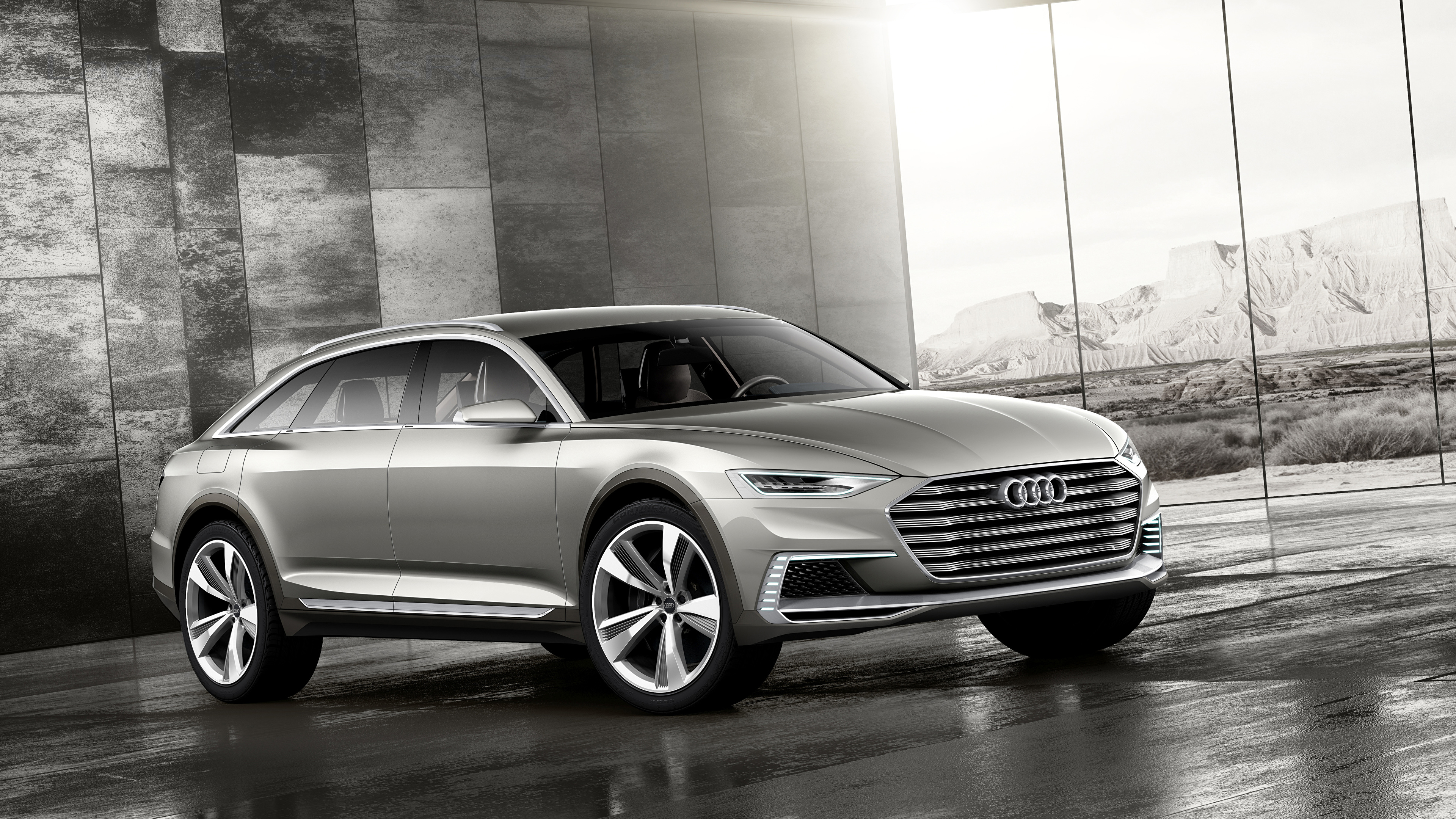 Картинки Ауди Тюнинг 2015 Prologue allroad серебристая 3840x2160